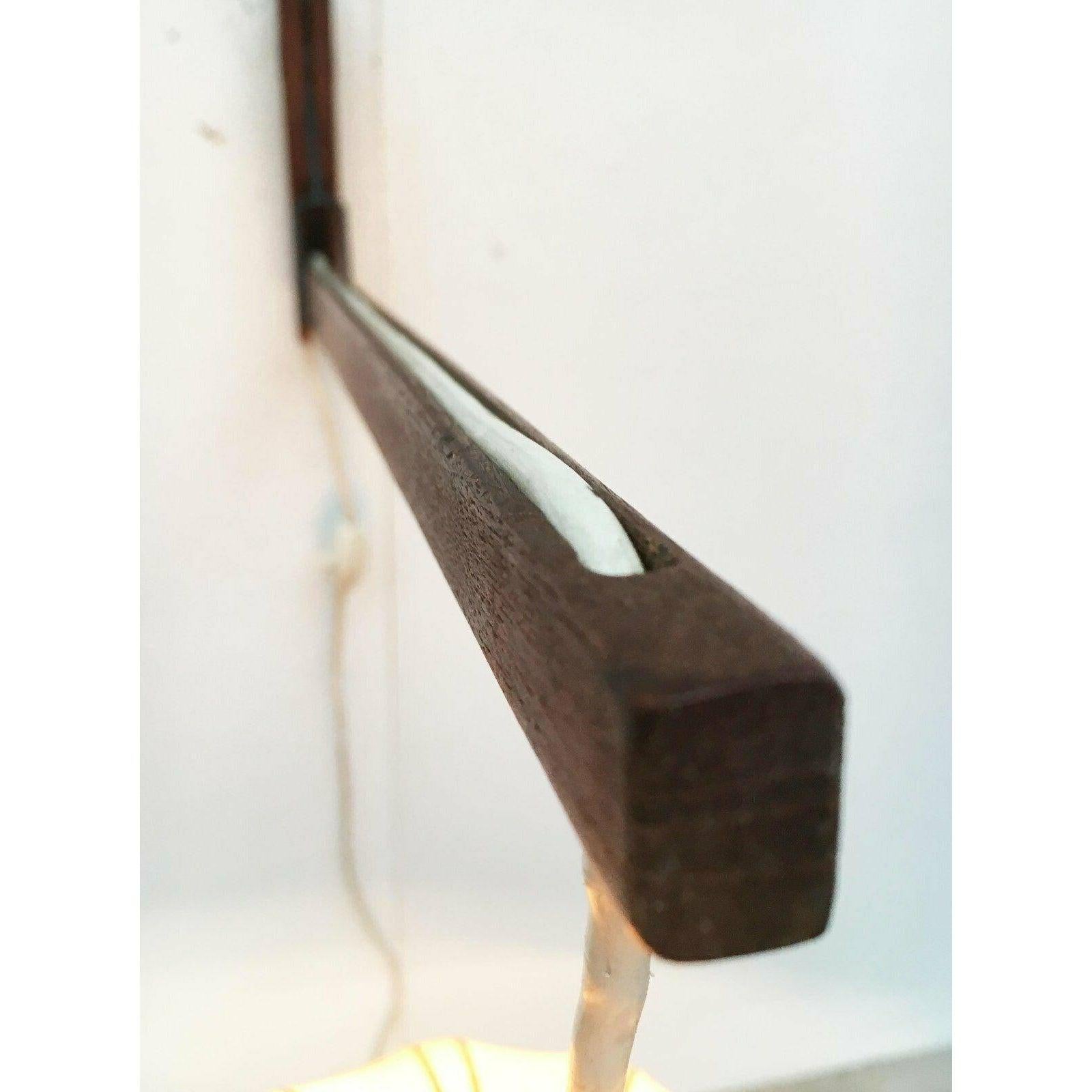 Mid-Century Modern Mid-Century Cocoon Swivel Mounted Cantilever Wall Lamp from Teak Wood, 1960s For Sale
