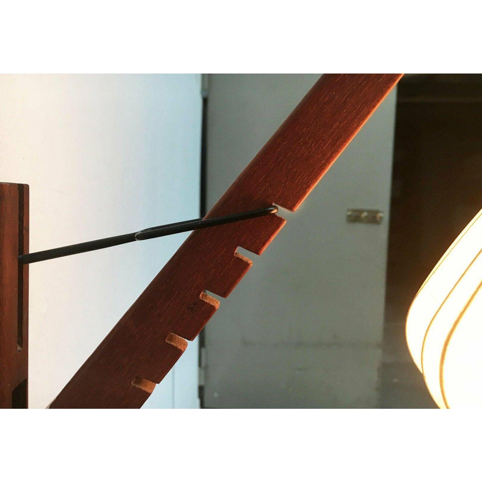 Mid-Century Cocoon Swivel Mounted Cantilever Wall Lamp from Teak Wood, 1960s For Sale 3