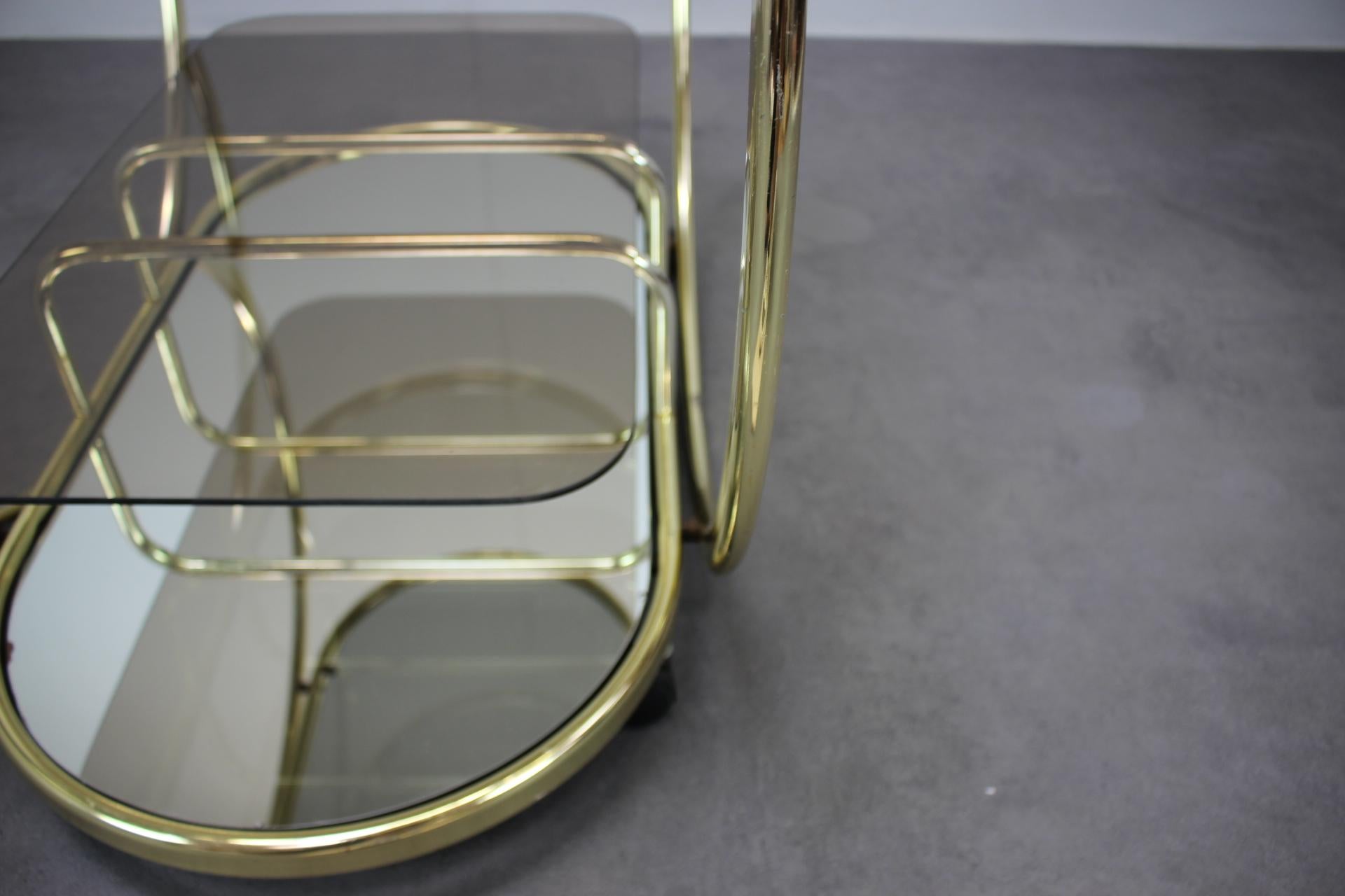 Mid-Century Coctail Serving Bar Table made of Brass, 1970s, Germany 5