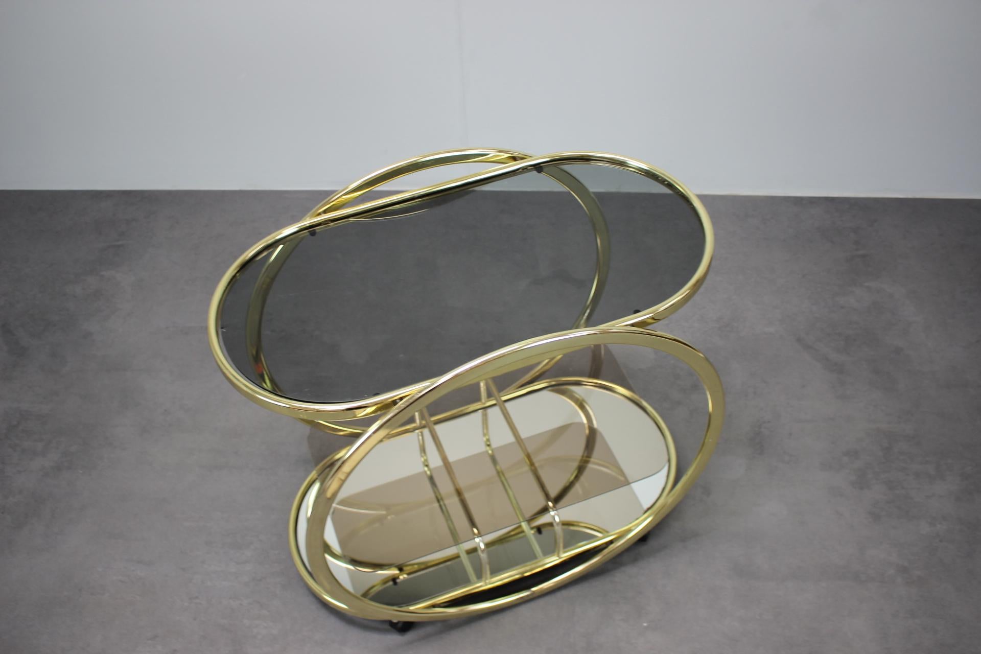 Mid-Century Modern Mid-Century Coctail Serving Bar Table made of Brass, 1970s, Germany