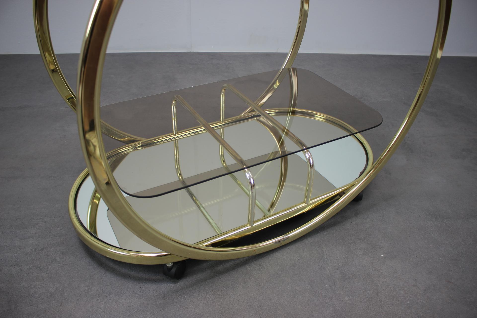 Late 20th Century Mid-Century Coctail Serving Bar Table made of Brass, 1970s, Germany