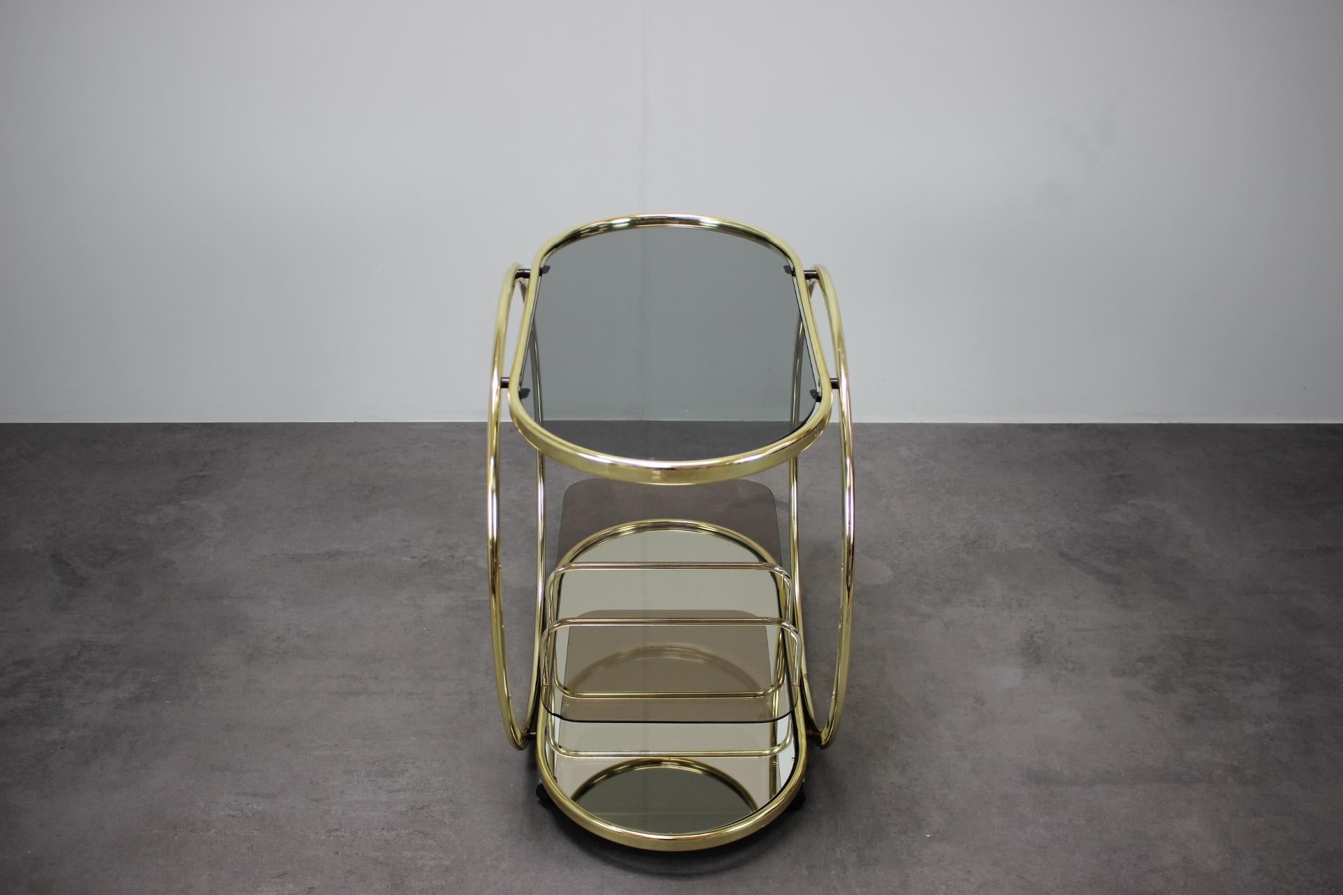 Mid-Century Coctail Serving Bar Table made of Brass, 1970s, Germany 1