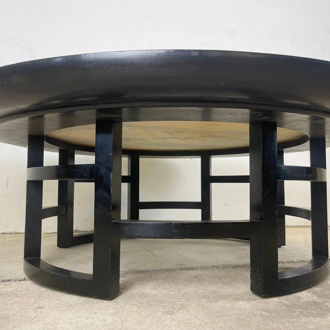 Mid-Century Coffee Circular Stone Top Coffee Table In Good Condition In Trenton, NJ