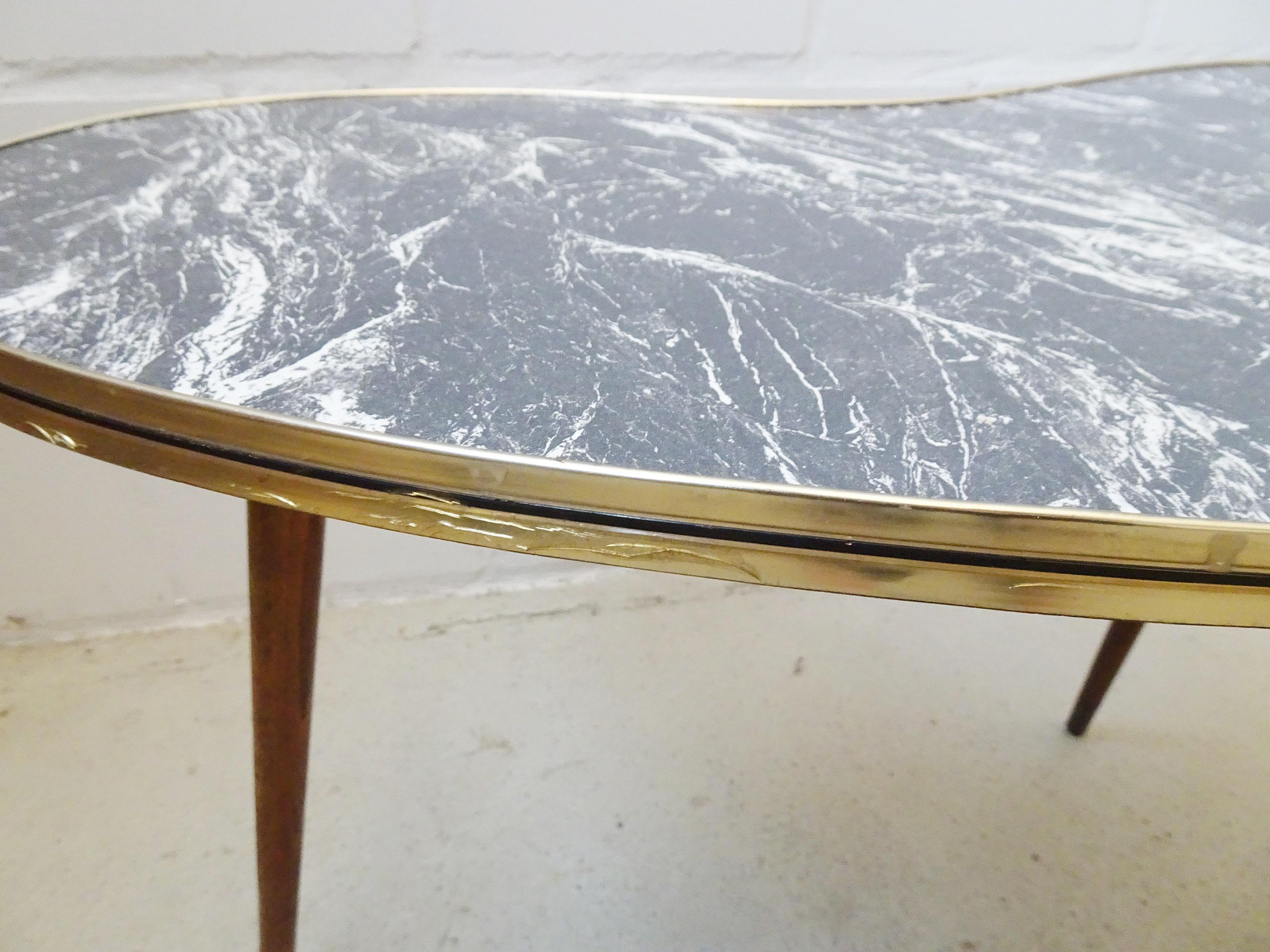 Mid-Century Coffee Kidney  Table in marble look, Germany 1950 In Good Condition In Saarbruecken, DE