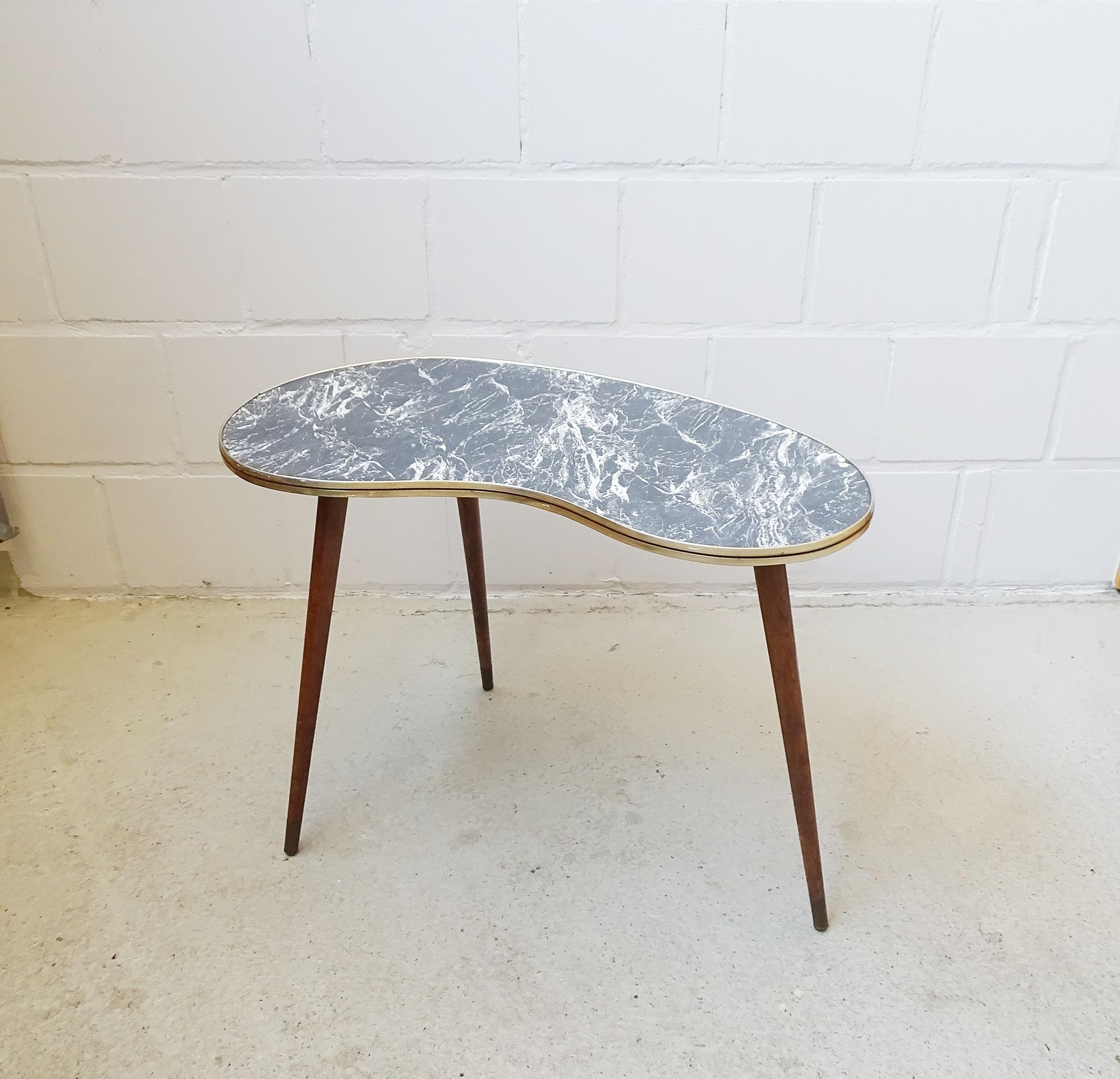 20th Century Mid-Century Coffee Kidney  Table in marble look, Germany 1950