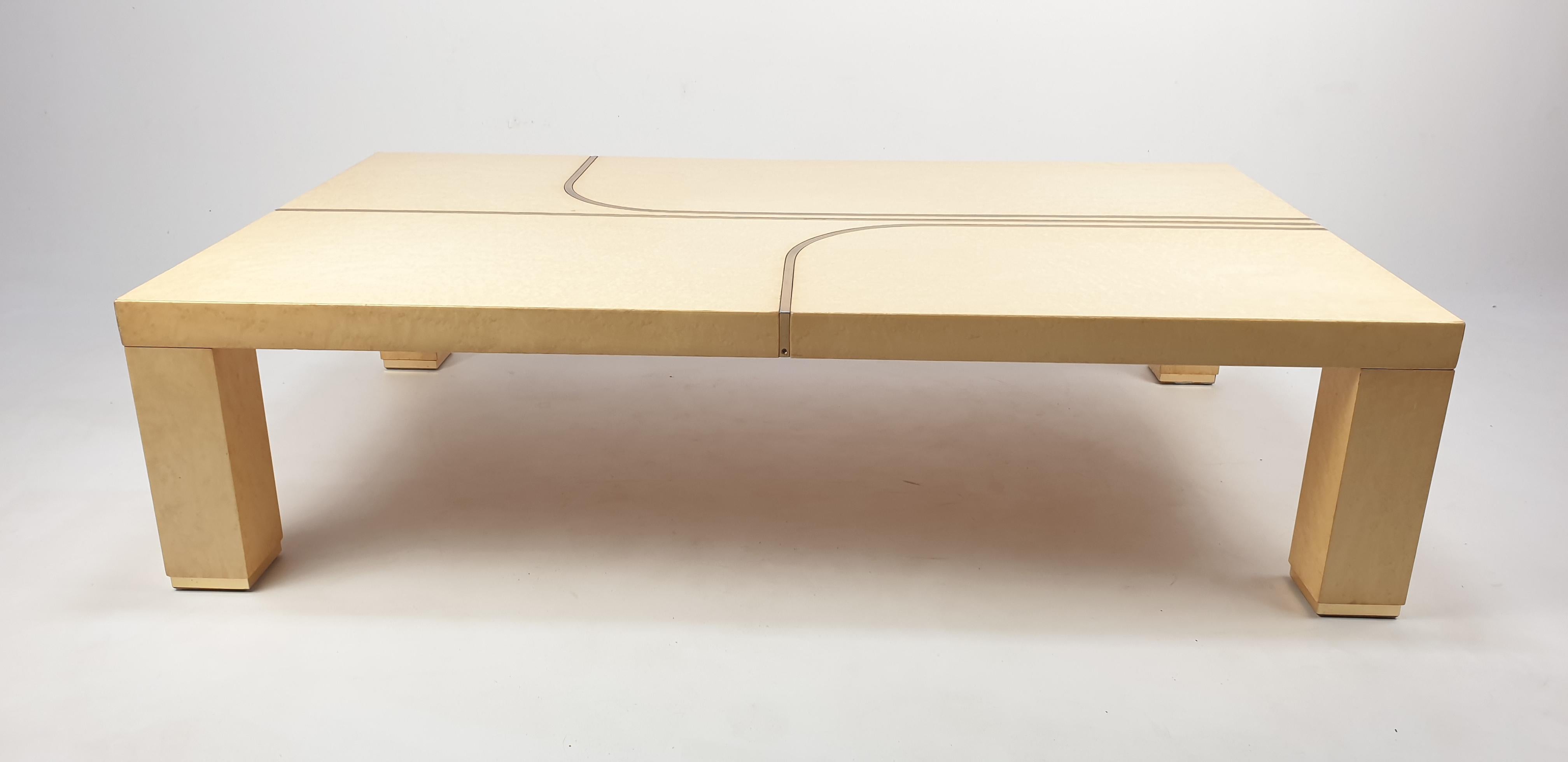 Wood Mid-Century Coffee Table by Alain Delon for Maison Jansen, 1 For Sale