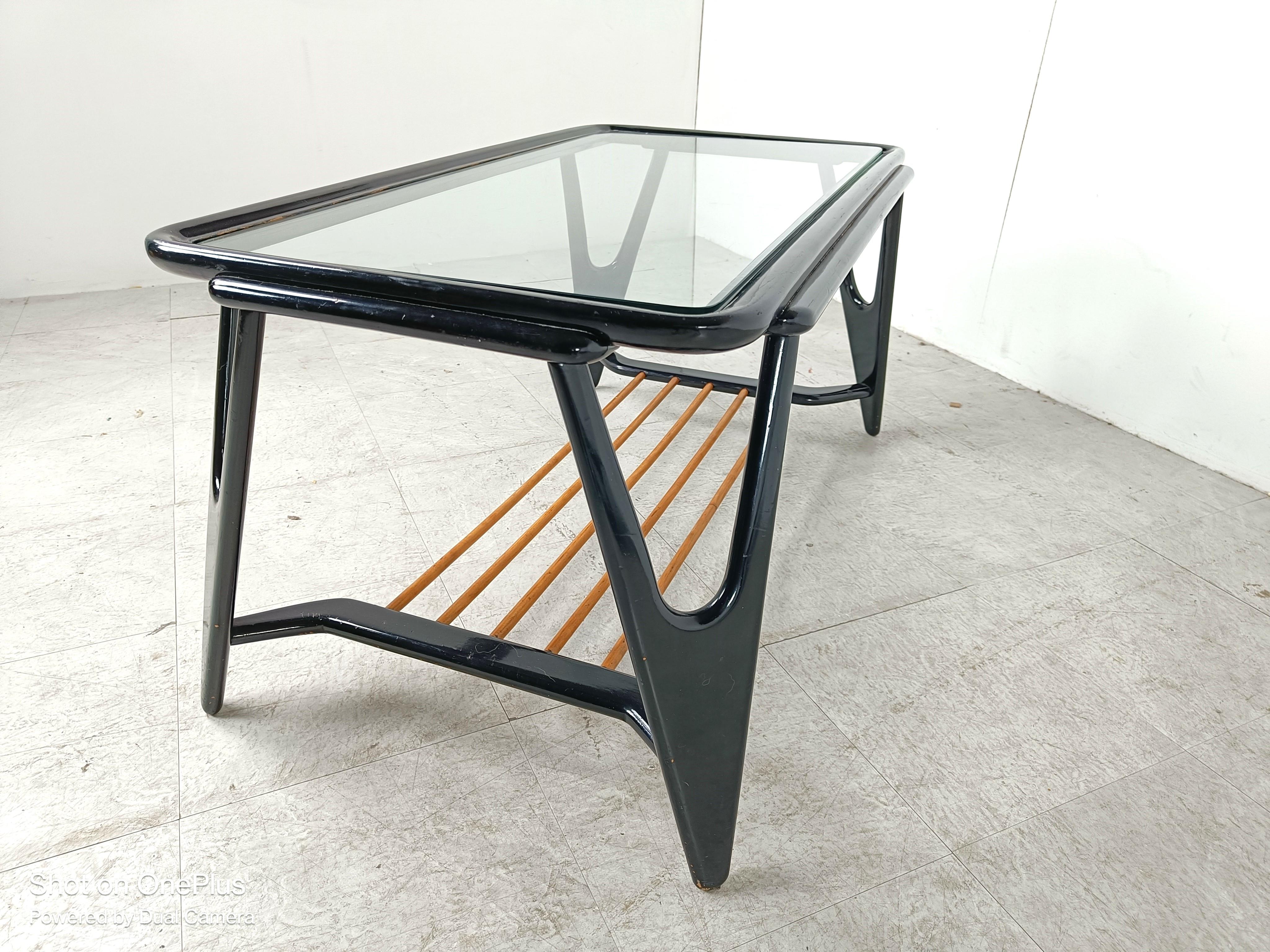 Glass Mid century coffee table by De Ster Gelderland, 1950s For Sale