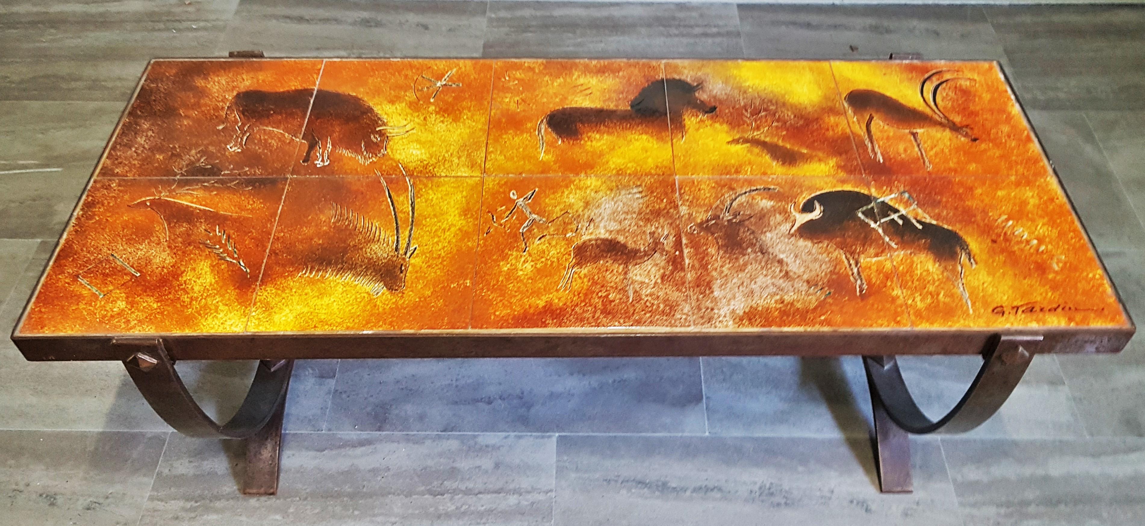 Midcentury Coffee Table by Georges Tardieu, Vallauris, France, 1960s In Good Condition For Sale In Saarbruecken, DE