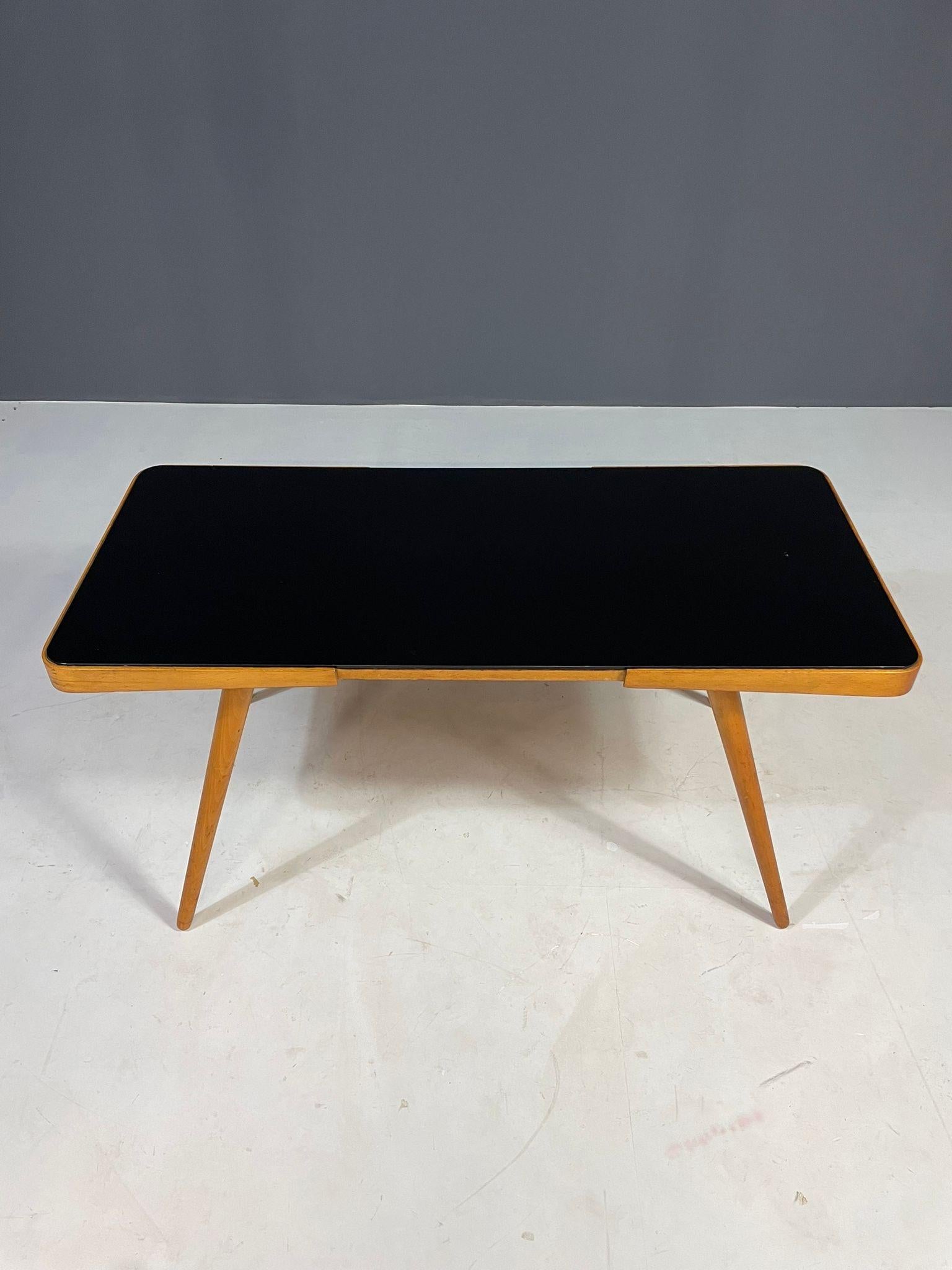 Mid-Century Modern Mid-Century Coffee Table by Interiér Praha with Opaxite Glass Top, 1960s For Sale