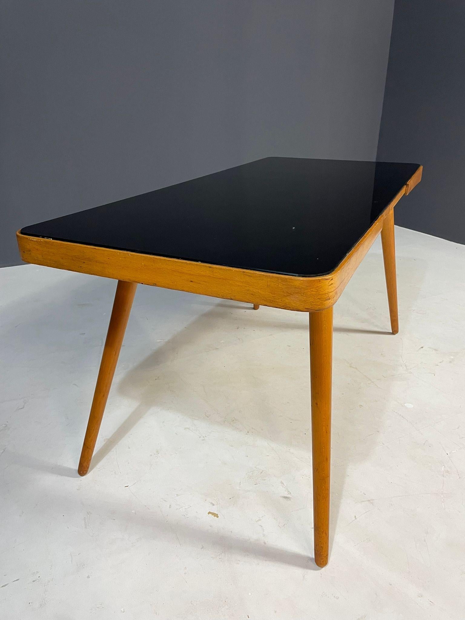 Czech Mid-Century Coffee Table by Interiér Praha with Opaxite Glass Top, 1960s For Sale