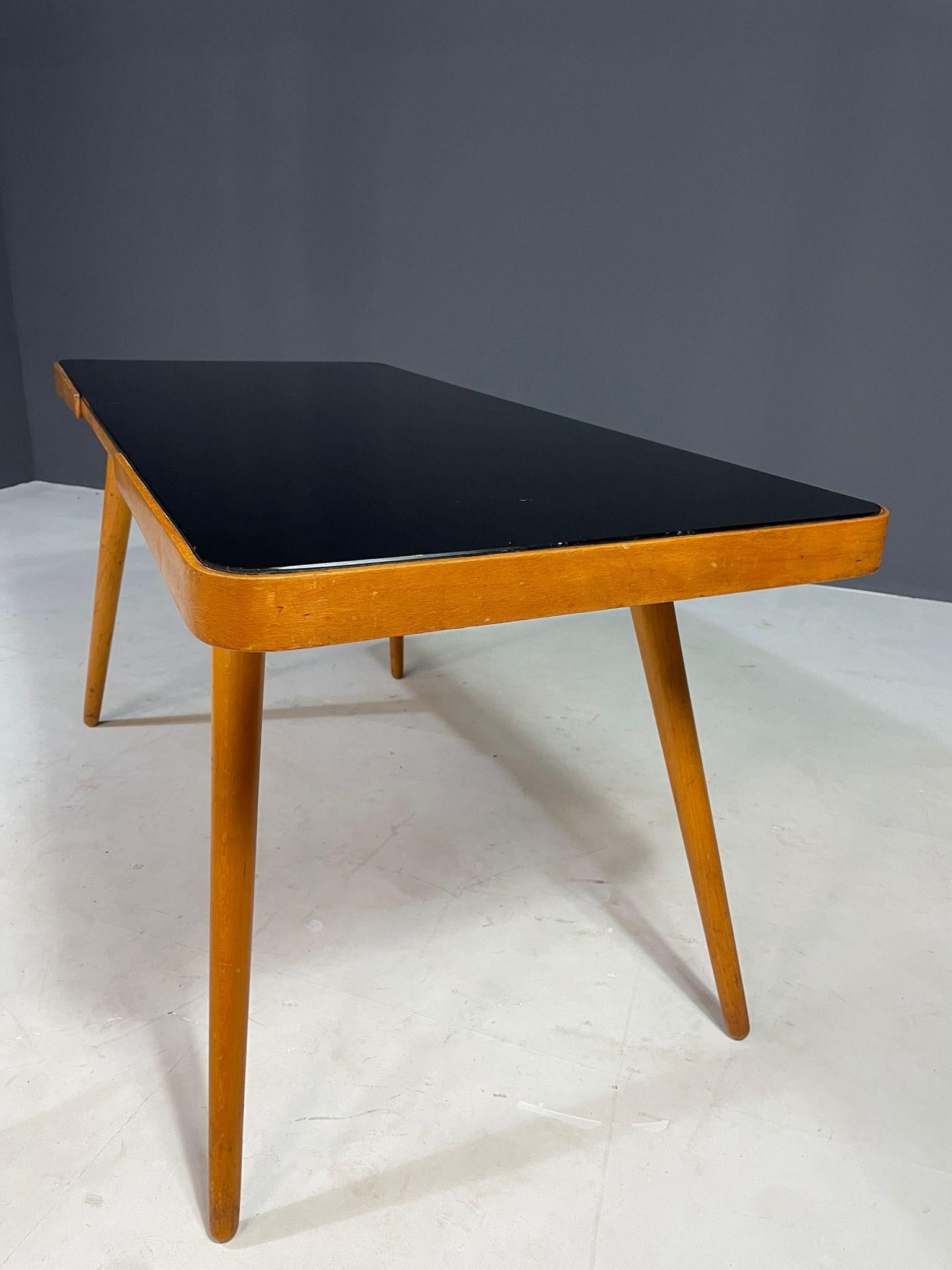 20th Century Mid-Century Coffee Table by Interiér Praha with Opaxite Glass Top, 1960s For Sale