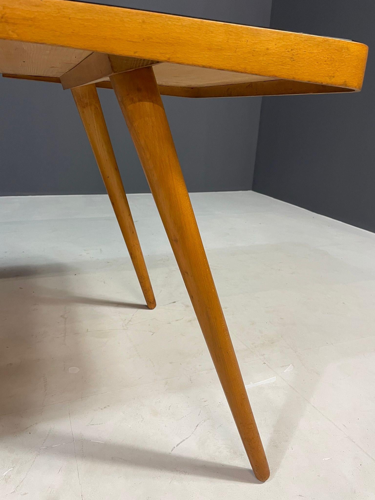 Walnut Mid-Century Coffee Table by Interiér Praha with Opaxite Glass Top, 1960s For Sale