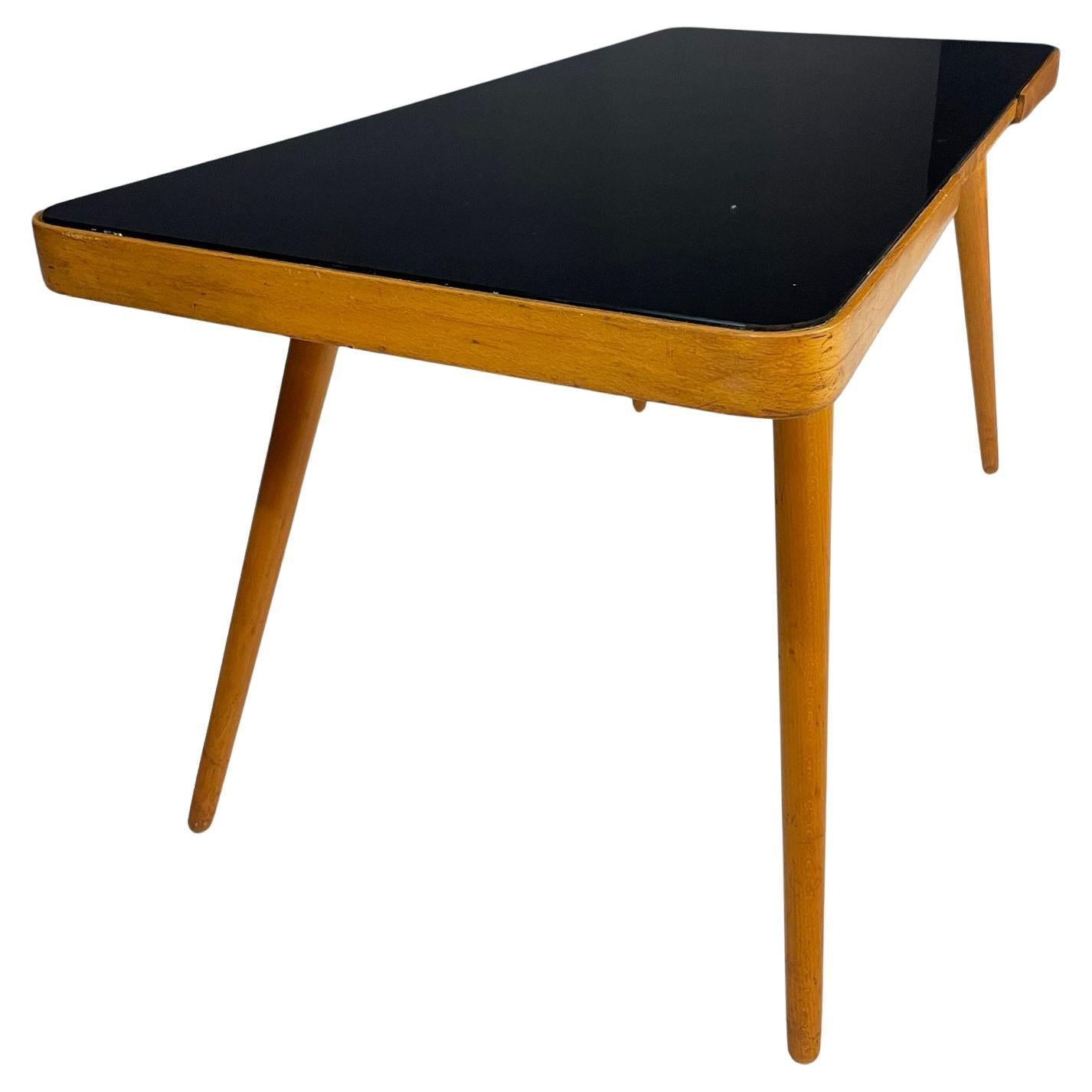 Mid-Century Coffee Table by Interiér Praha with Opaxite Glass Top, 1960s For Sale