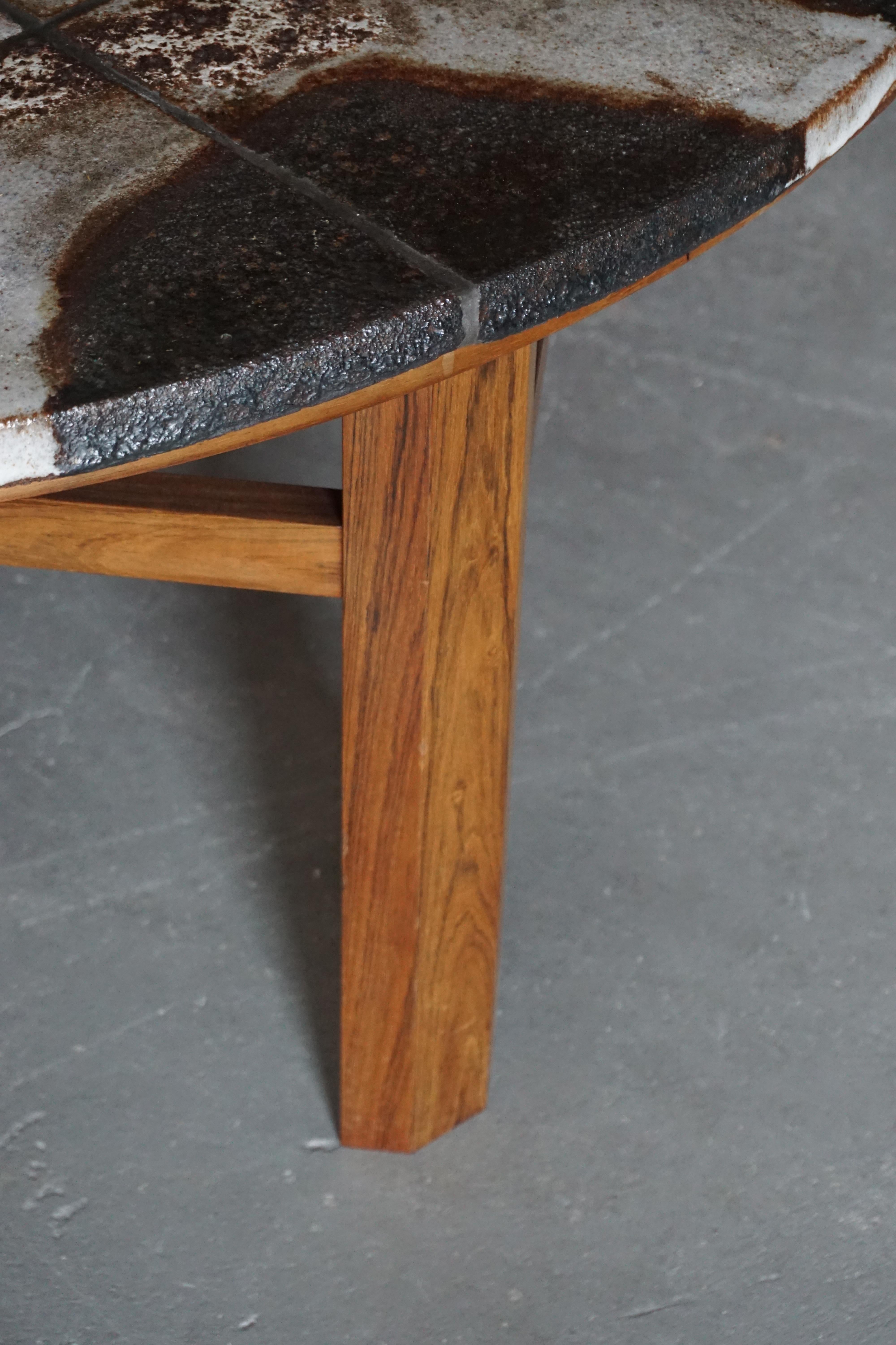 Mid-20th Century Mid Century Coffee Table by Ole Bjorn Krüger in Stoneware and Rosewood, 1960s