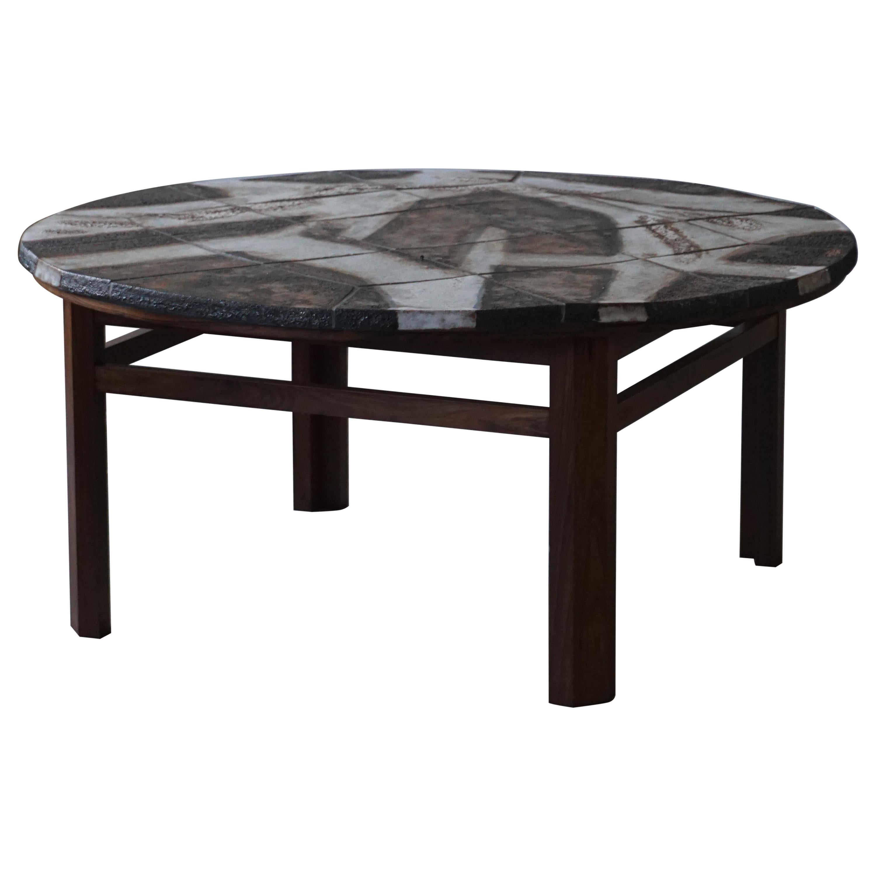Mid Century Coffee Table by Ole Bjorn Krüger in Stoneware and Rosewood, 1960s