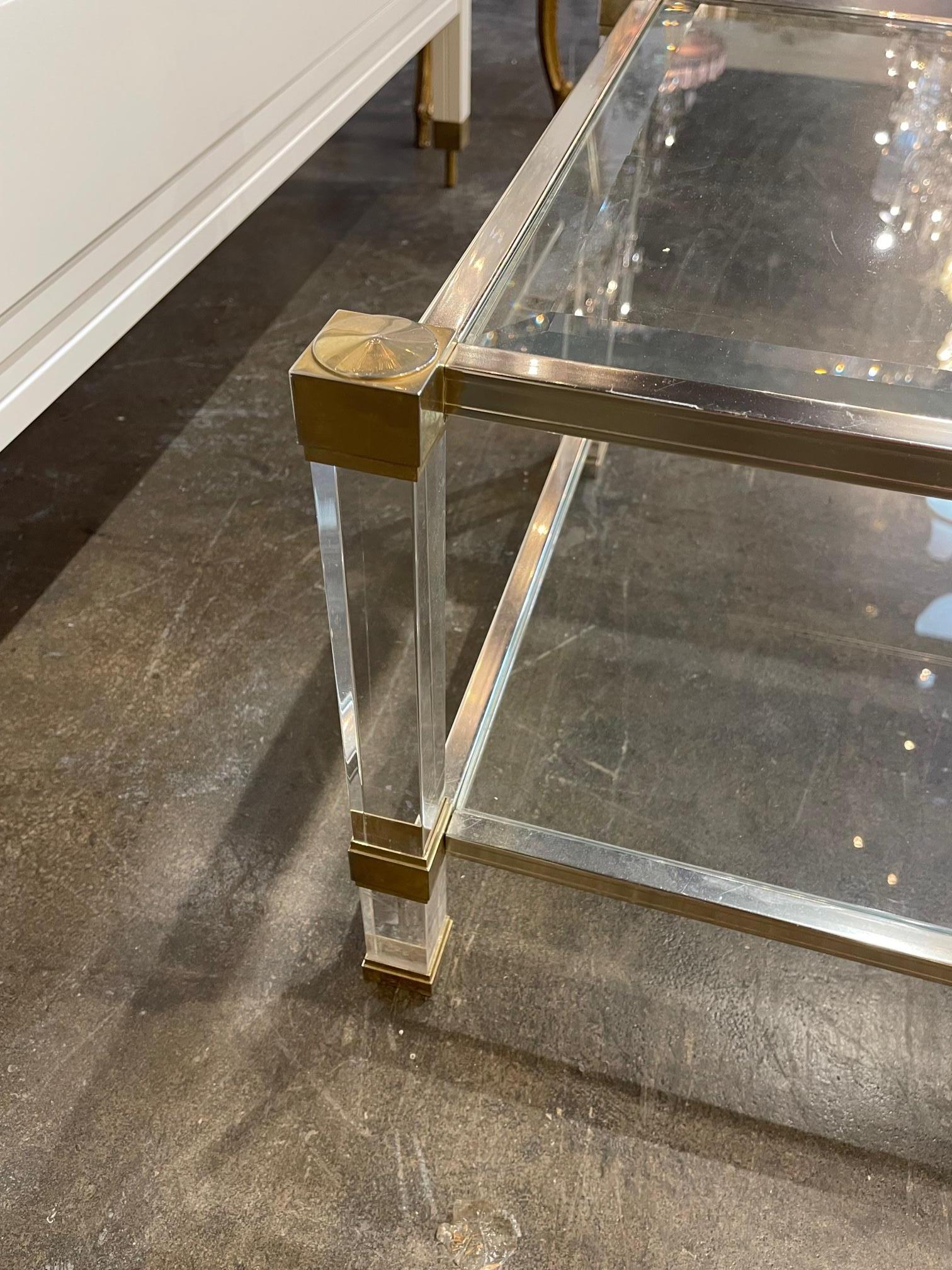 Brass Mid-Century Coffee Table by Pierre Vandel Paris