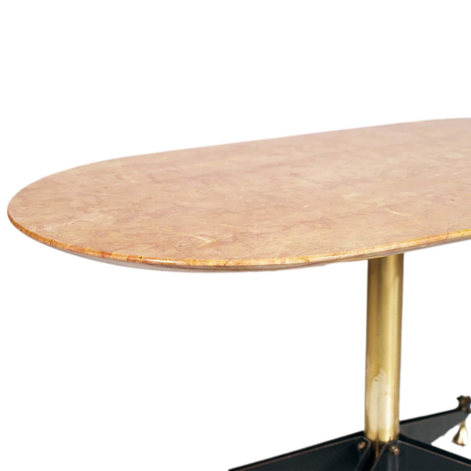 Mid-Century Modern Table basse du milieu du siècle par RIMA, Gio Ponti attribuable , Fer , Laiton , Marbre en vente