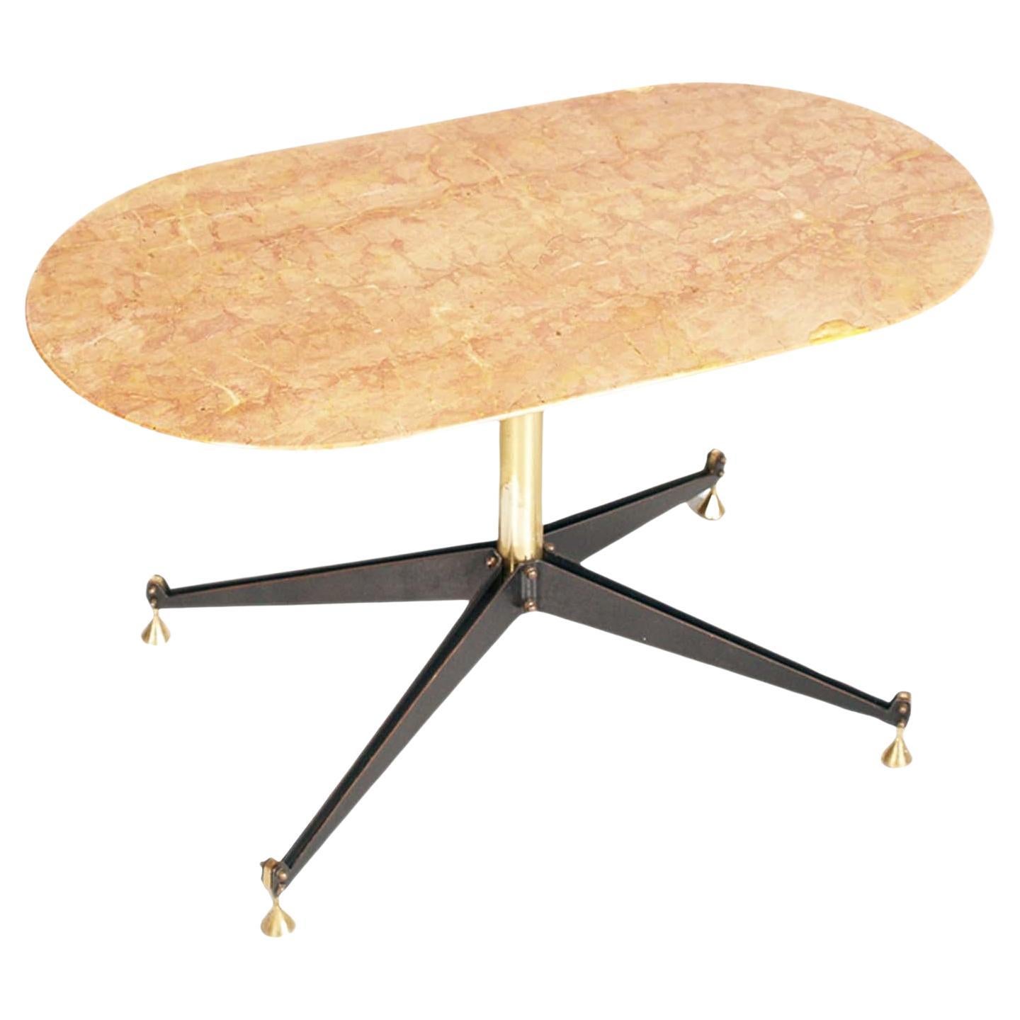 Table basse du milieu du siècle par RIMA, Gio Ponti attribuable , Fer , Laiton , Marbre en vente