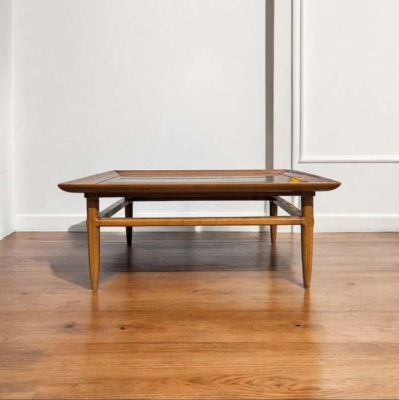 Mid-Century Modern Mid Century Coffee Table By Tomlinson, Living Room, Sculptural, Wood, Stone For Sale