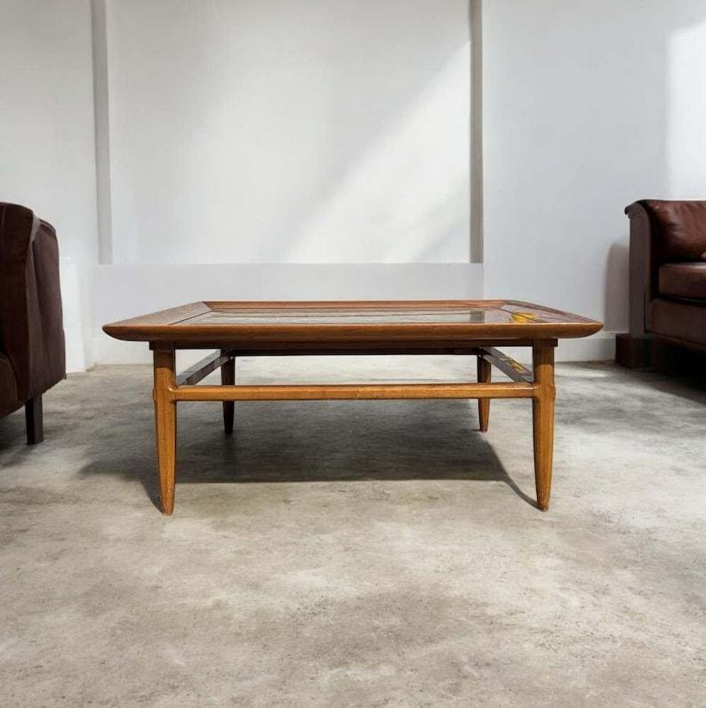 Mid Century Coffee Table By Tomlinson, Living Room, Sculptural, Wood, Stone For Sale 2