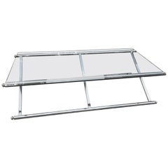 Mid Century Coffee Table Chrome & Glass, X-Frame Base, Maison Jansen Style