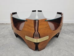 Mid Century Coffee Table done in bent plywood, with glass top, Italy 1940s