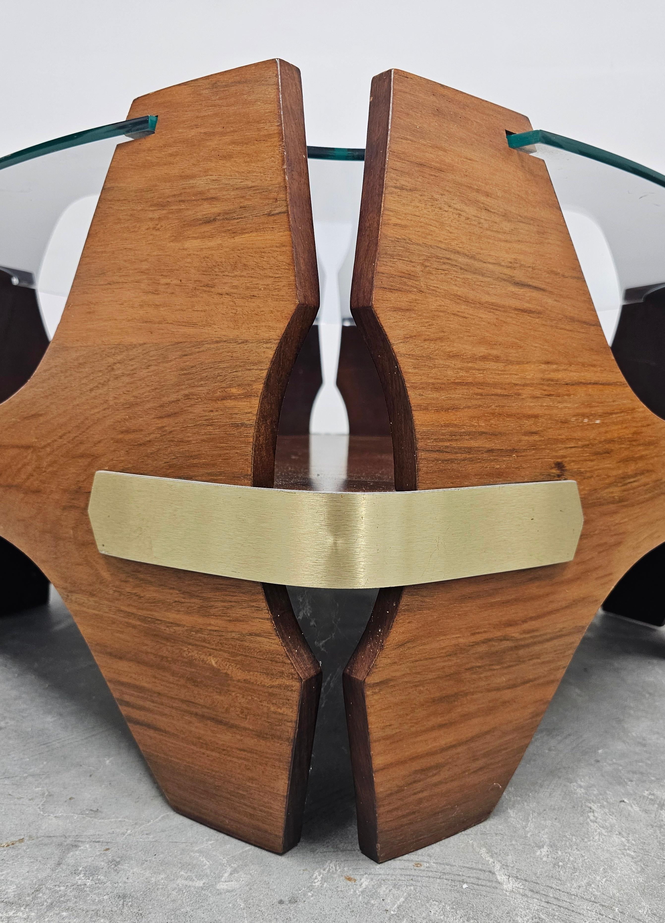 Mid-Century Modern Mid Century Coffee Table done in bent plywood, with glass top, Italy 1940s For Sale