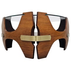 Mid Century Coffee Table done in bent plywood, with glass top, Italy 1940s