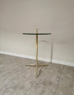 Mid Century Coffee Table In the Style of Osvaldo Borsani Brass Glass Italy 1960s