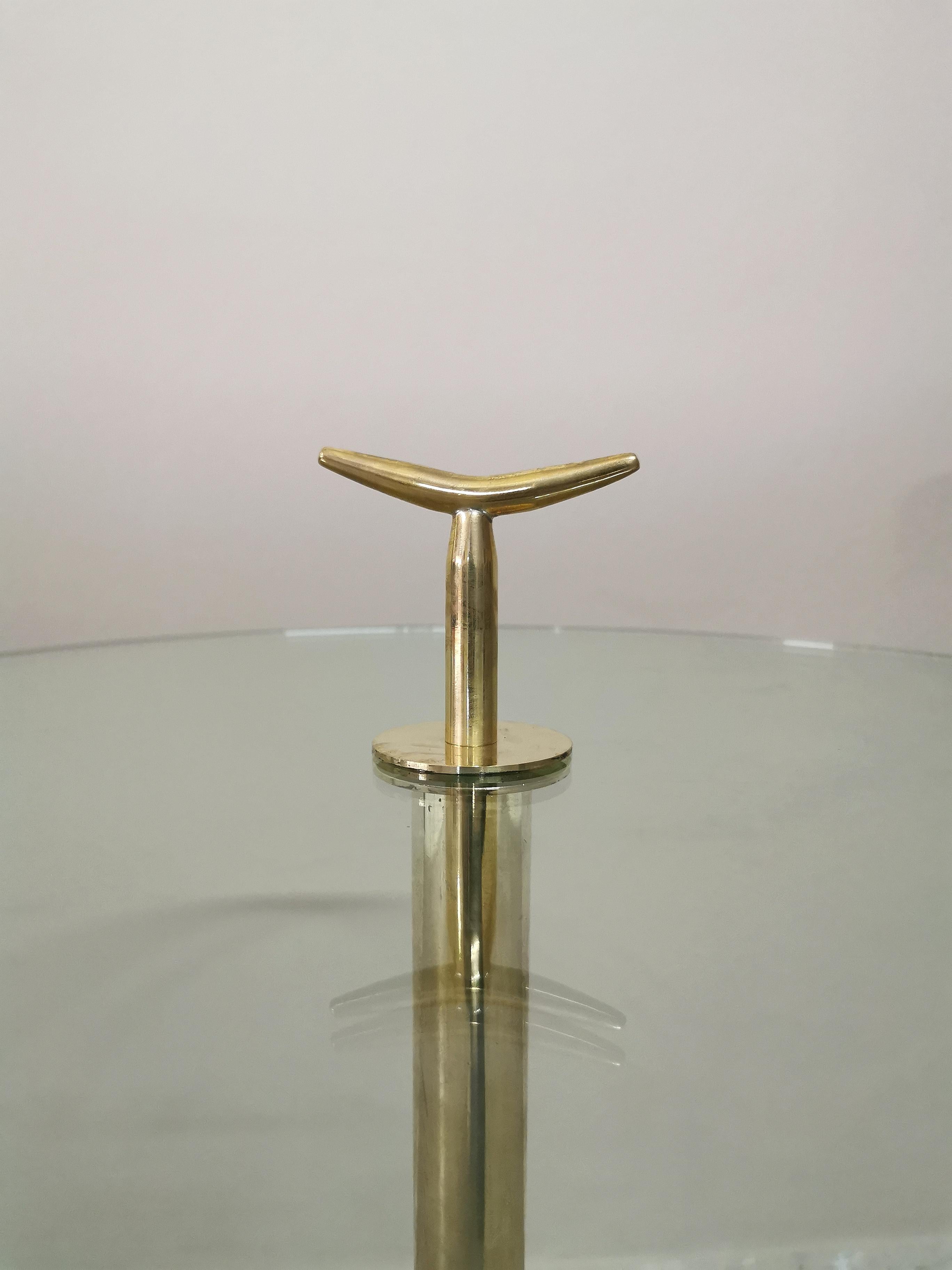 Mid Century Coffee Cocktail Table Brass Glass Round Italian Design 1960s In Good Condition In Palermo, IT