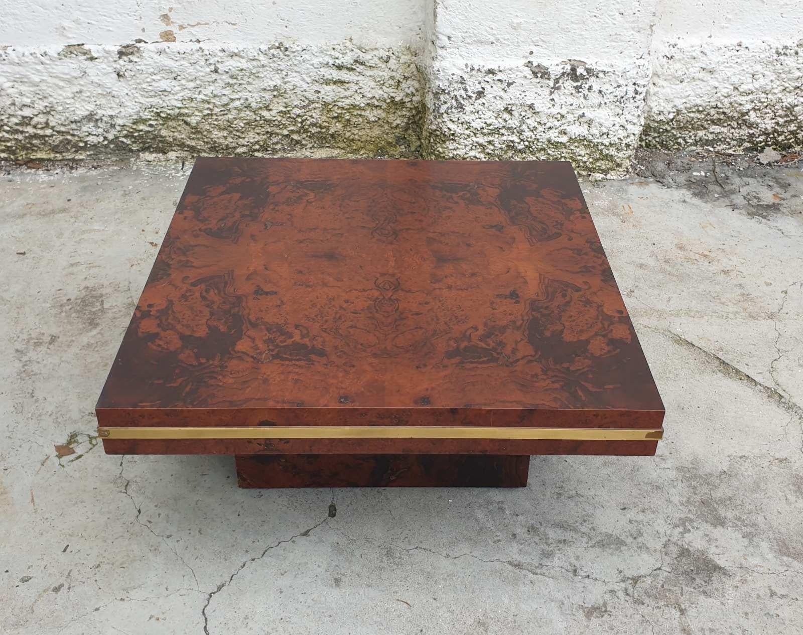 Mid-Century Modern Mid-Century Coffee Table in Burl Wood by Willy Rizzo for Mario Sabot, Italy, 60s For Sale
