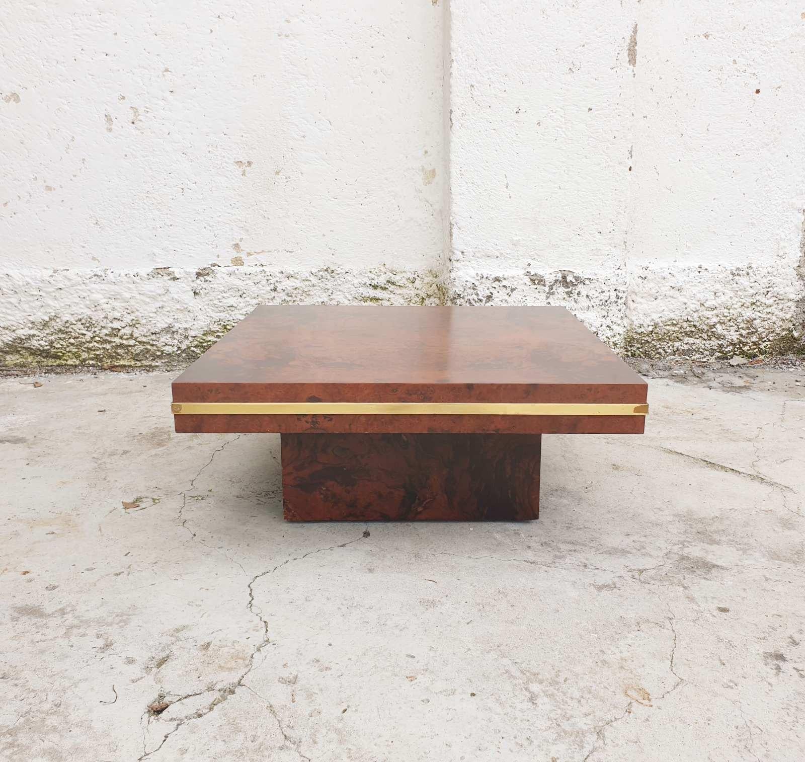 Italian Mid-Century Coffee Table in Burl Wood by Willy Rizzo for Mario Sabot, Italy, 60s For Sale