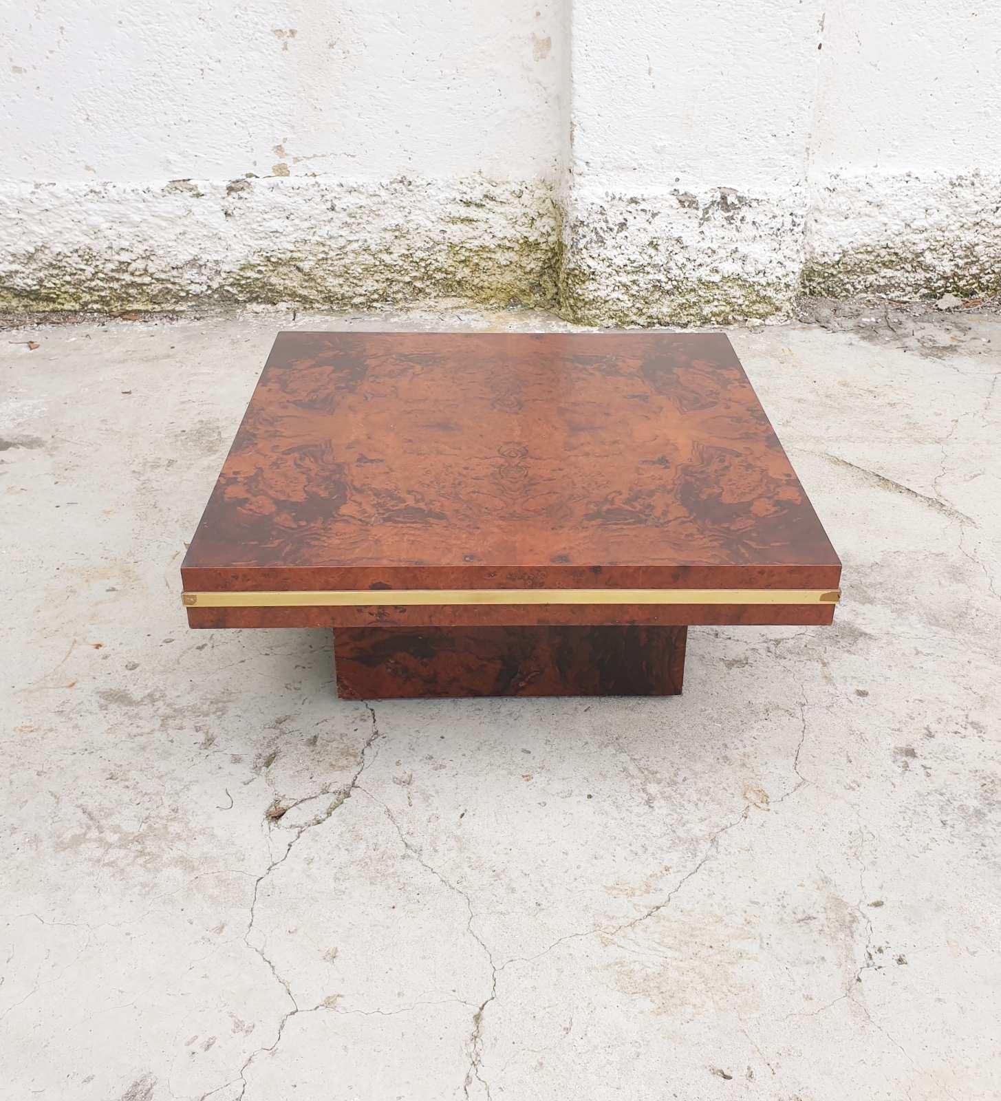 Mid-Century Coffee Table in Burl Wood by Willy Rizzo for Mario Sabot, Italy, 60s In Good Condition For Sale In Lucija, SI
