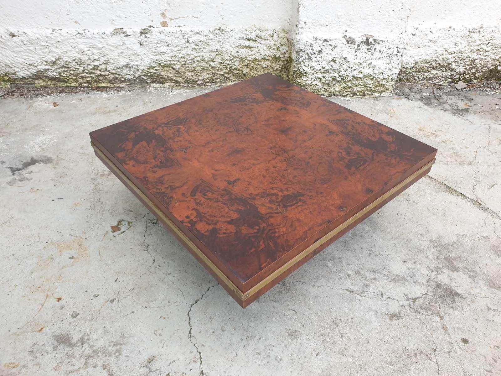 Mid-Century Coffee Table in Burl Wood by Willy Rizzo for Mario Sabot, Italy, 60s For Sale 1