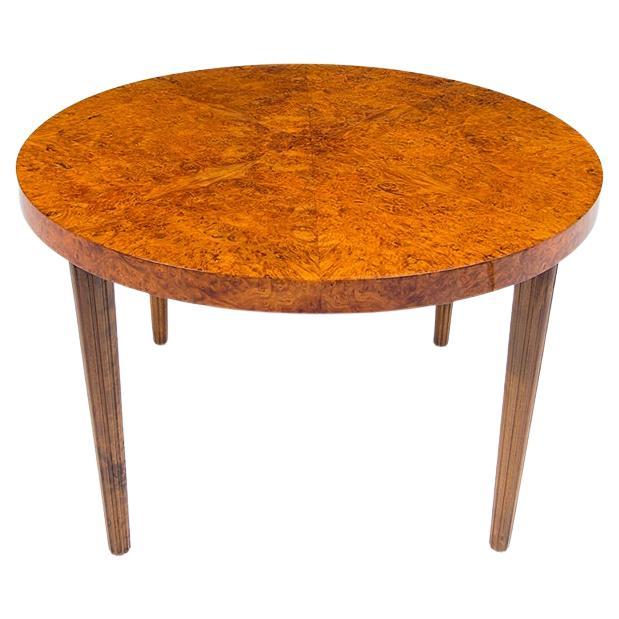 Mid-Century Coffee Table in Burr Walnut, Swedish Design 1940’s For Sale