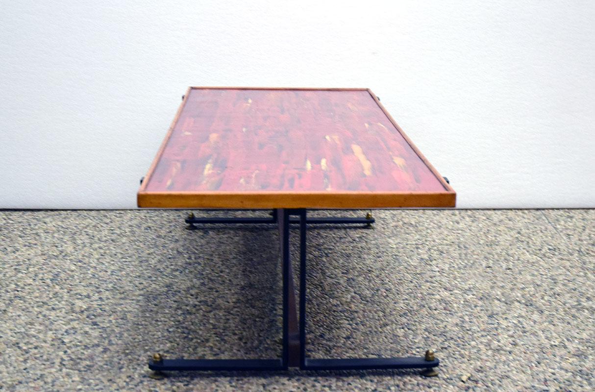 Enameled Mid-century coffee table in enamelled copper, 1950s For Sale