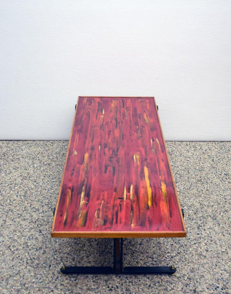 Mesa de centro de mediados de siglo en cobre esmaltado, años 50 en Excelente estado para la venta en Parma, IT