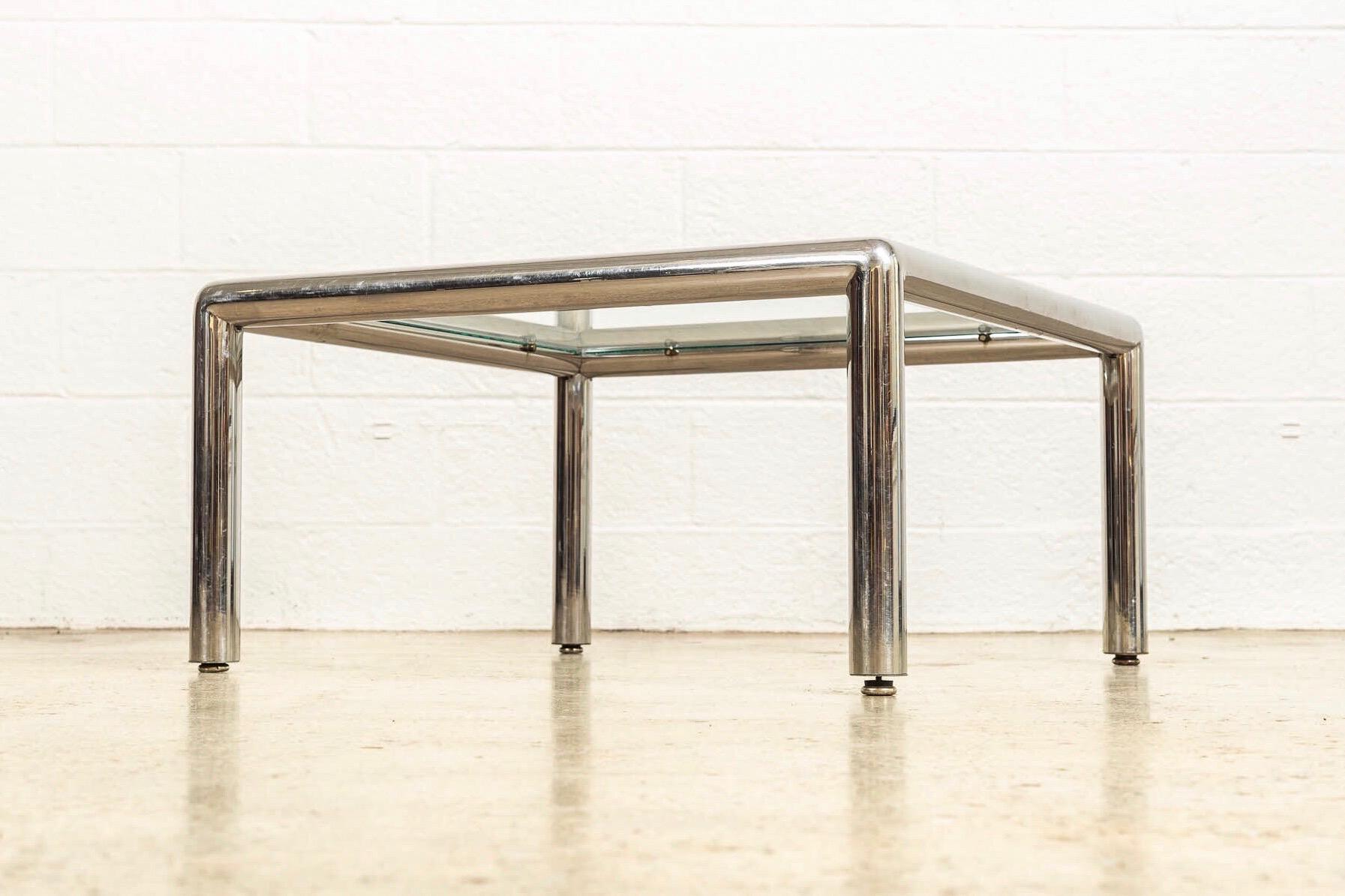 Midcentury Coffee Table in Glass and Chrome by John Mascheroni, 1960s In Good Condition In Detroit, MI