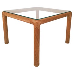 Mid-Century Coffee Table in Rattan, Cane and Glass, Italy  1970s
