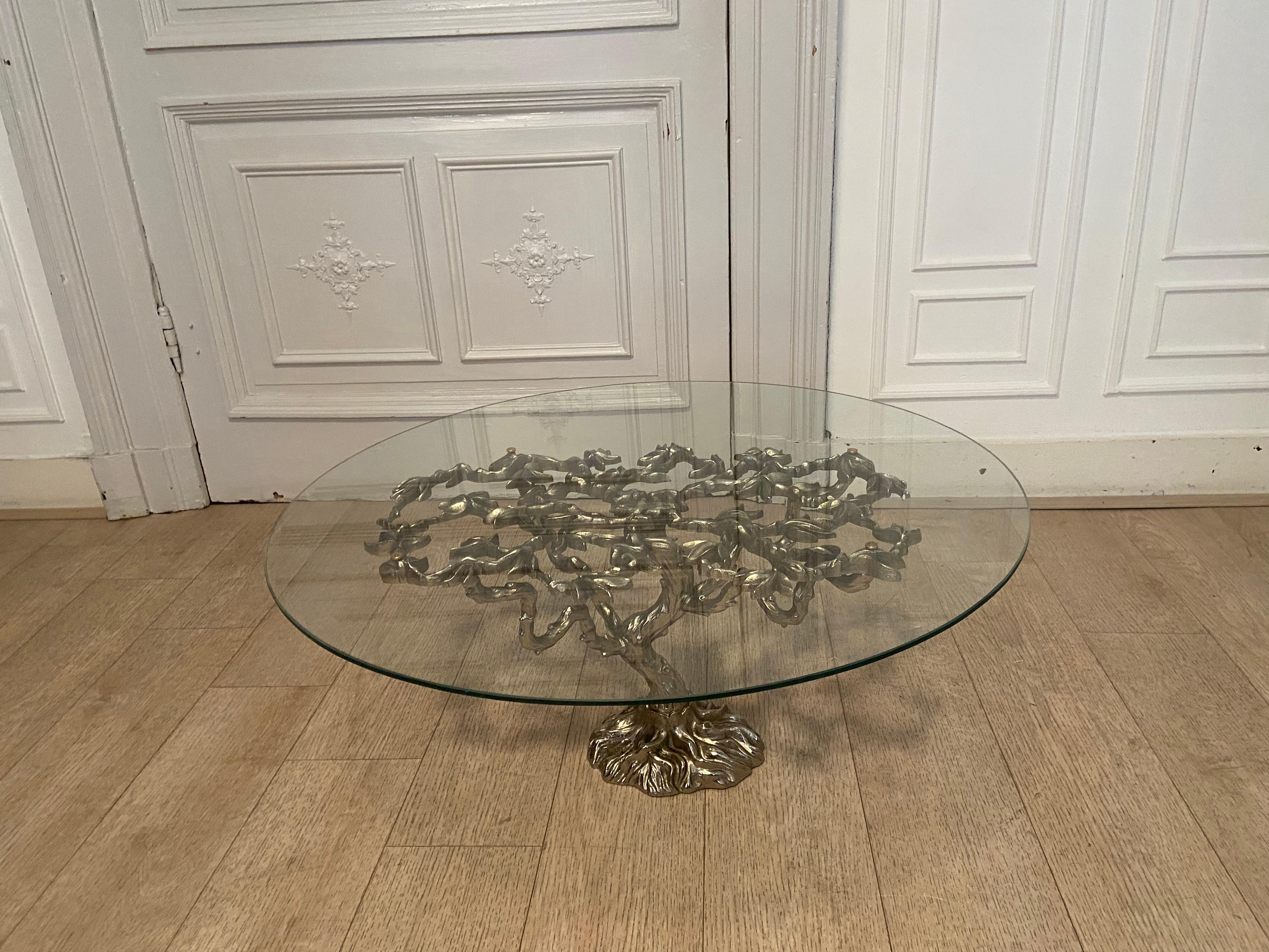 Mid Century Coffee Table in Silver Color from the 1970s Design with Vegetable 3