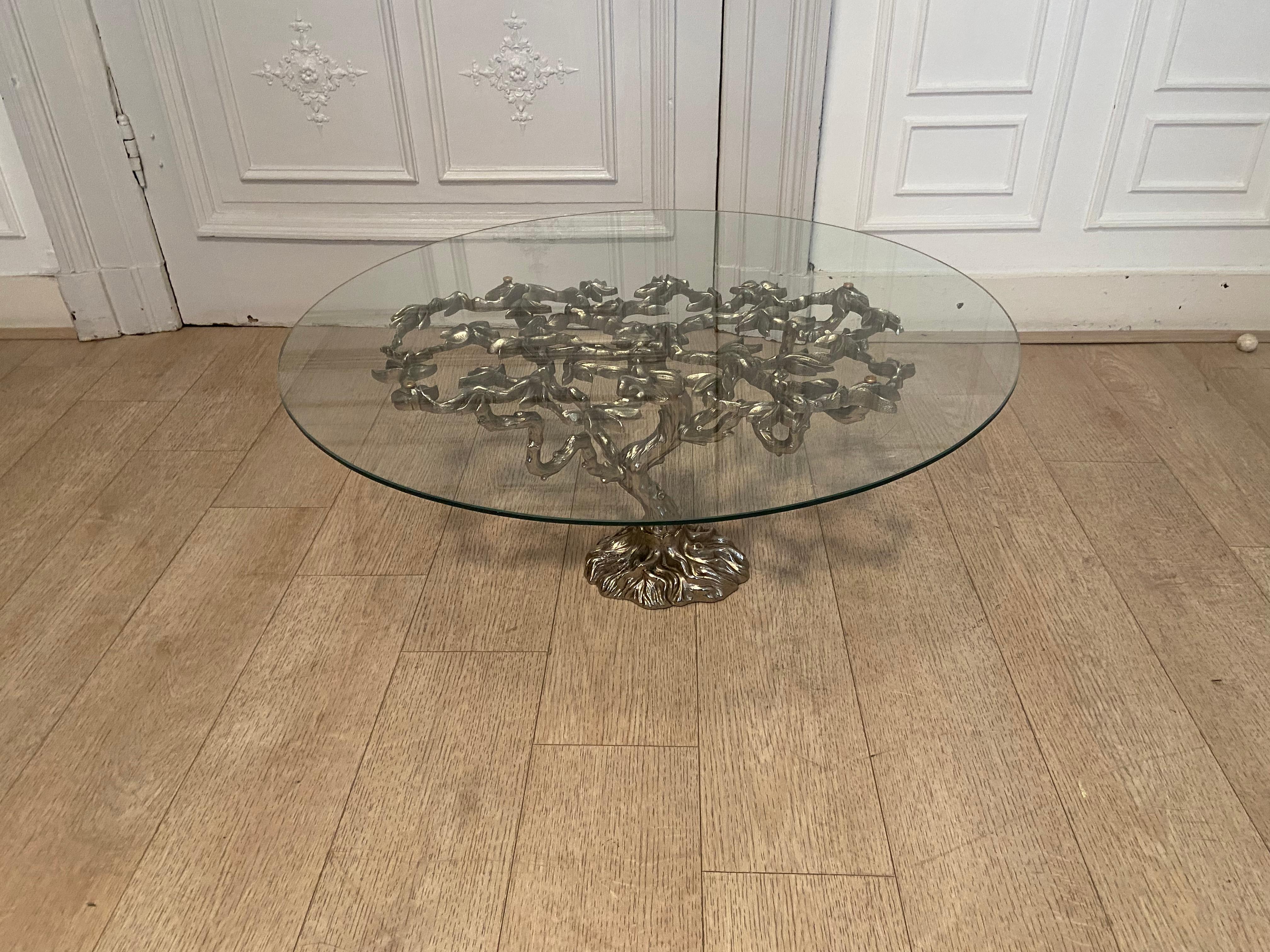 Mid-Century Modern Mid Century Coffee Table in Silver Color from the 1970s Design with Vegetable