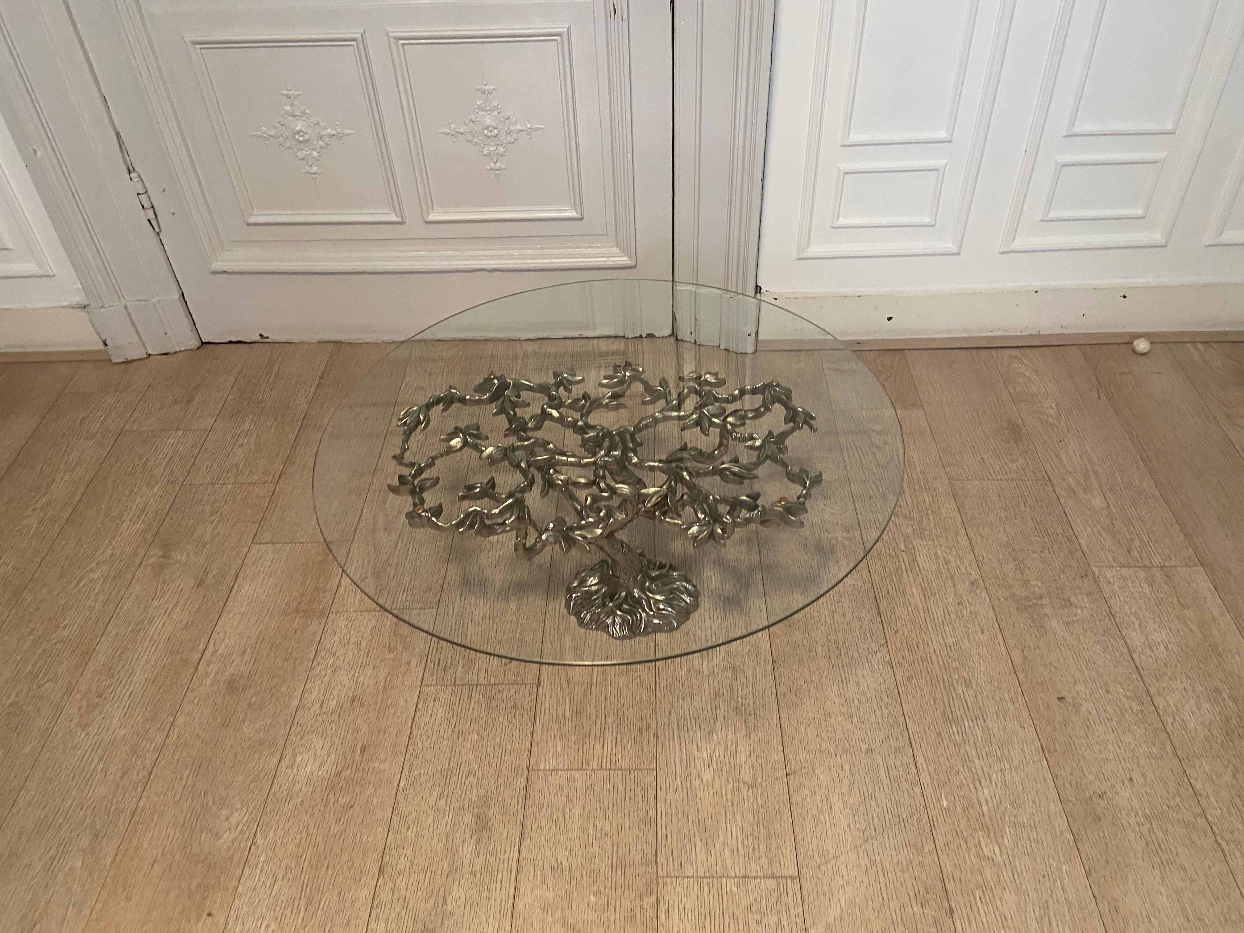 European Mid Century Coffee Table in Silver Color from the 1970s Design with Vegetable