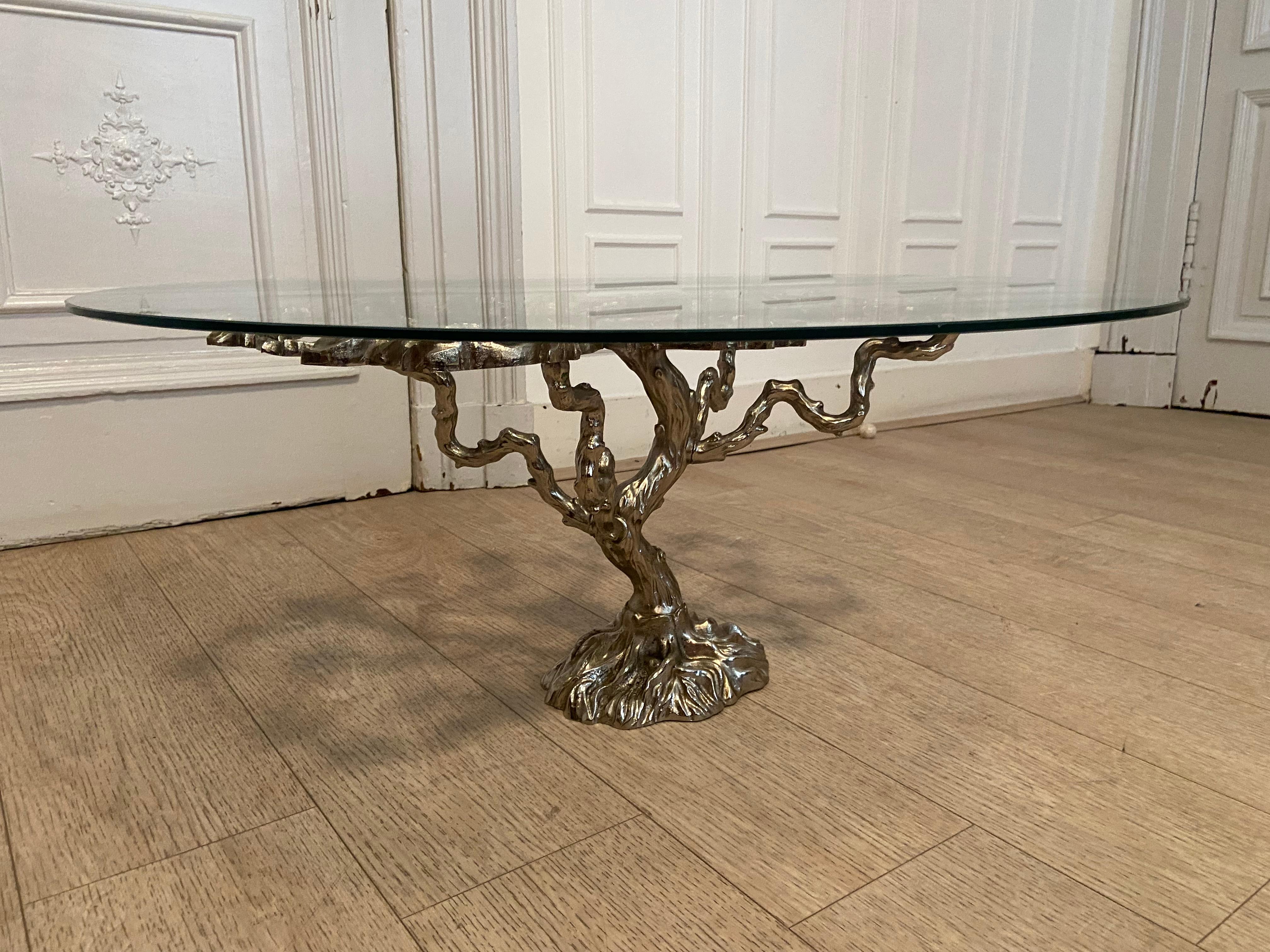 Mid Century Coffee Table in Silver Color from the 1970s Design with Vegetable In Good Condition In Brussels , BE
