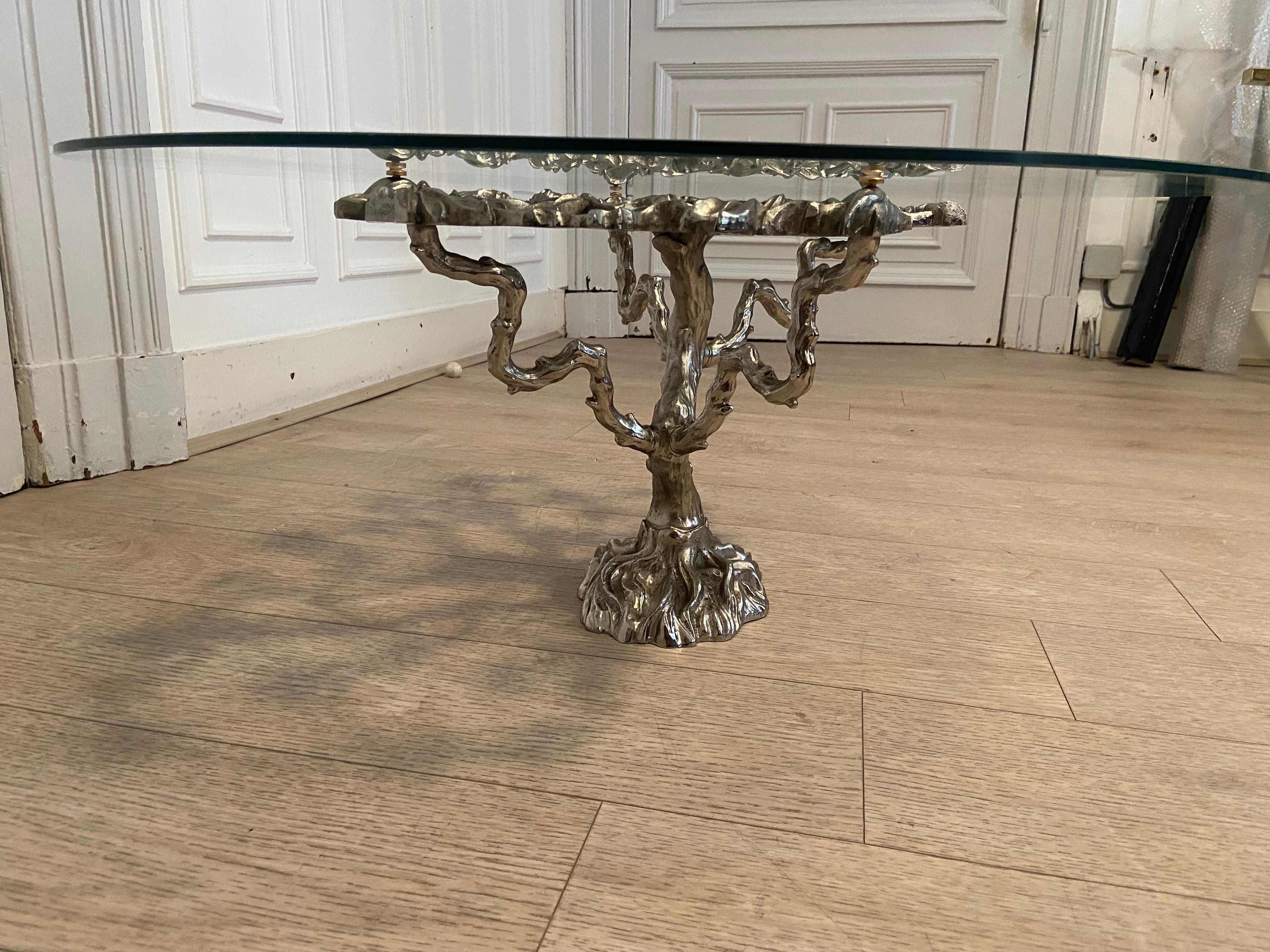 Mid Century Coffee Table in Silver Color from the 1970s Design with Vegetable 1
