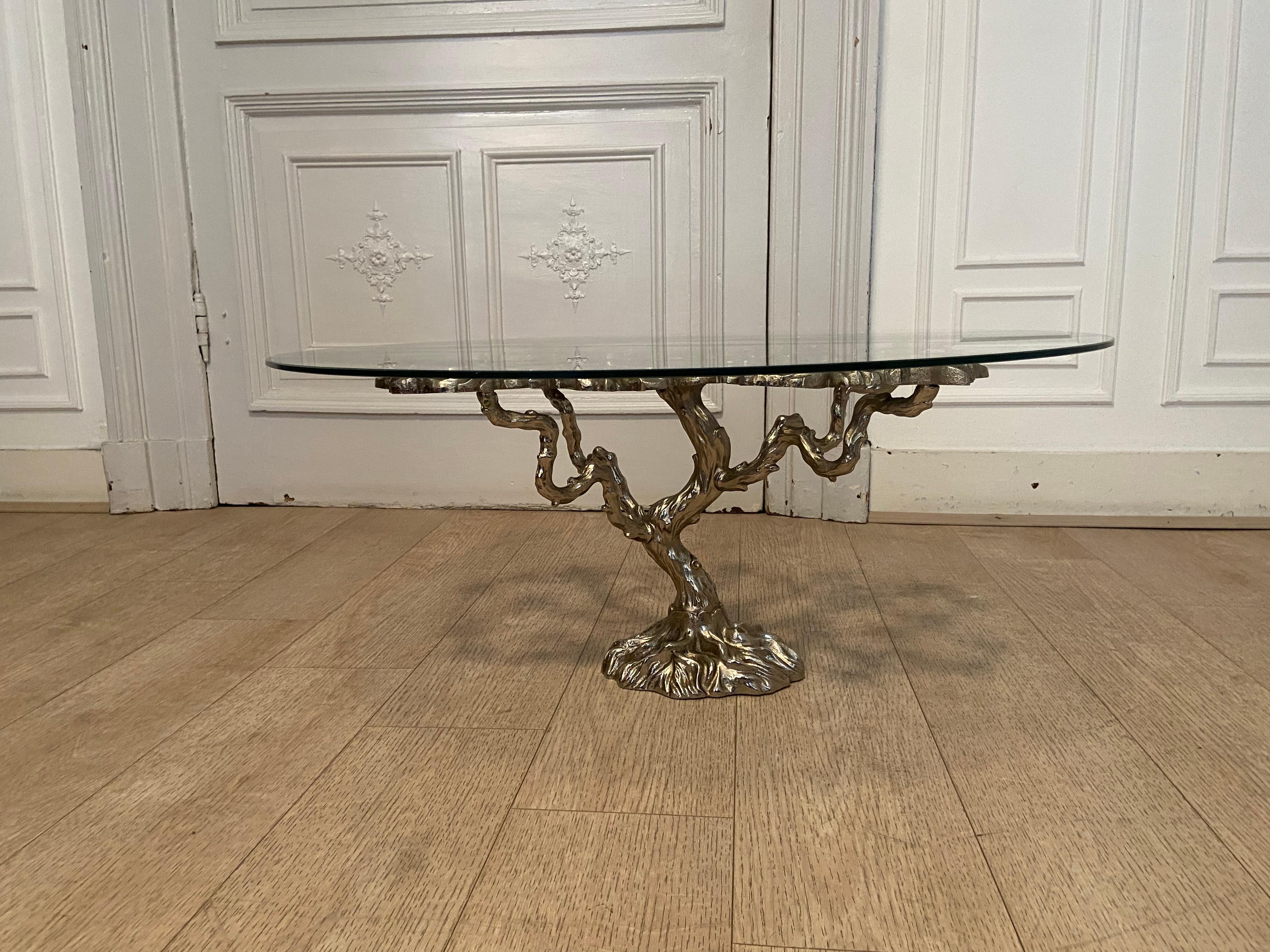 Mid Century Coffee Table in Silver Color from the 1970s Design with Vegetable 2