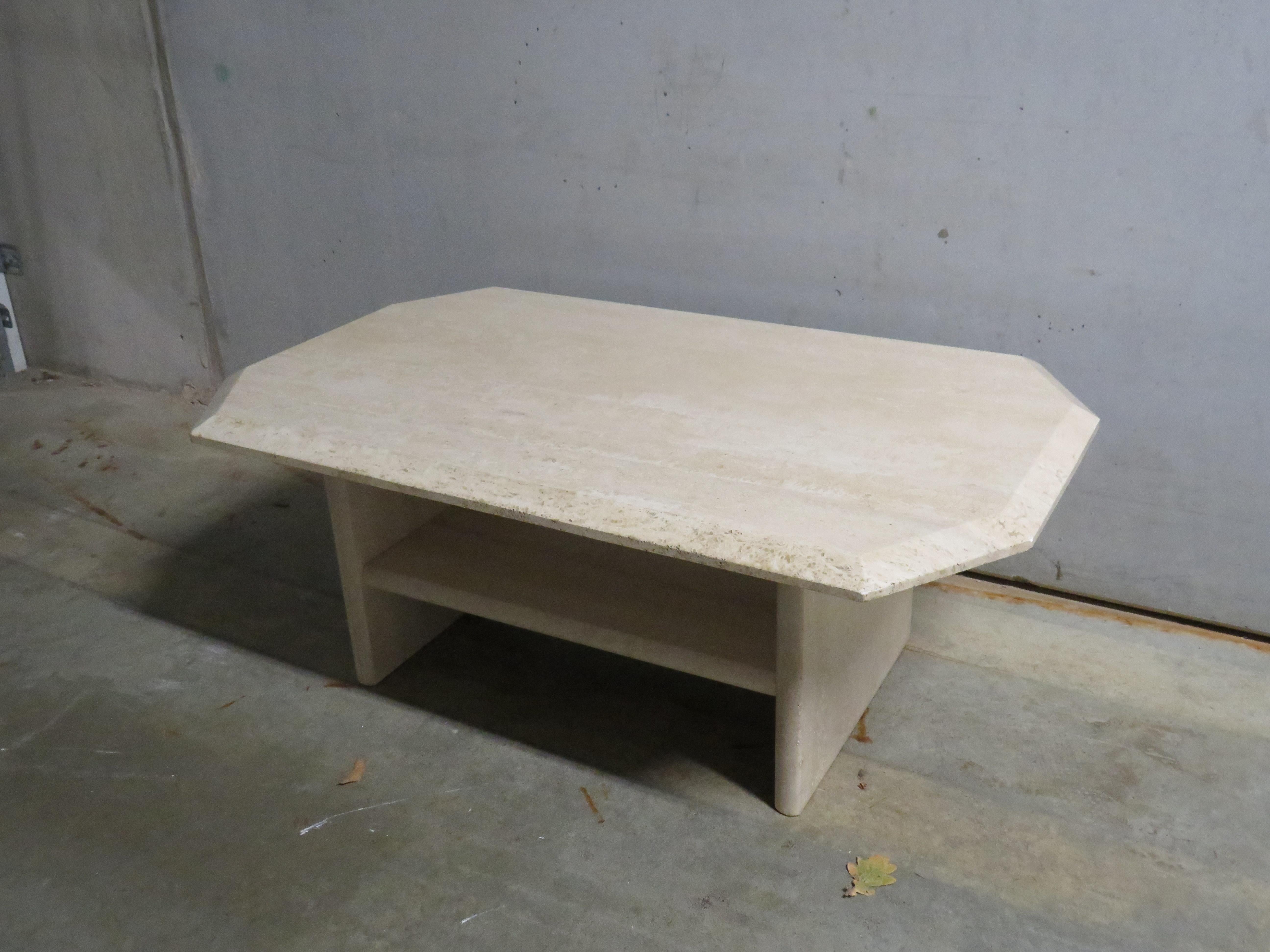 Italian Mid Century Coffee Table in Travertine, Italy 1970s For Sale