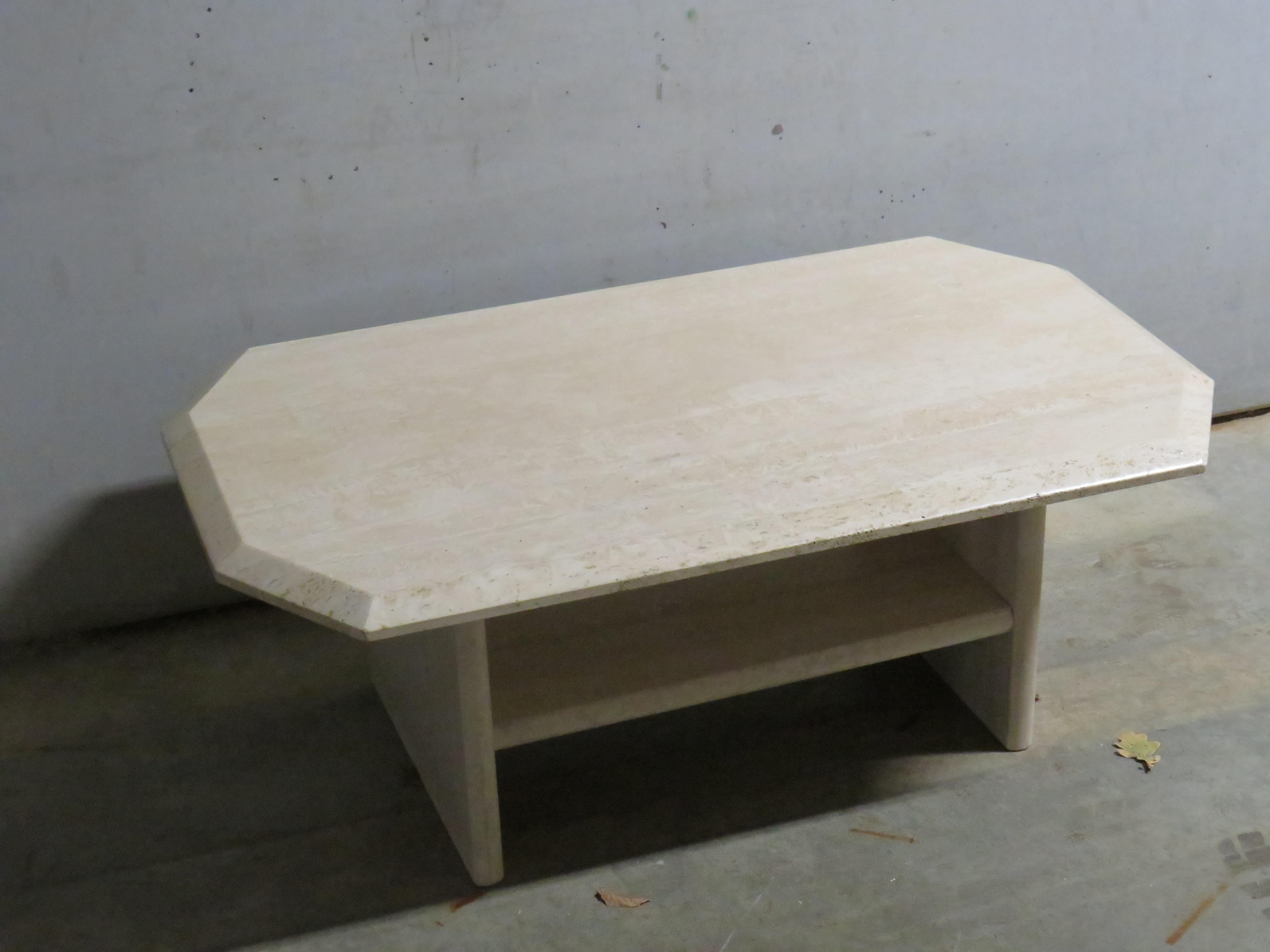 Mid Century Coffee Table in Travertine, Italy 1970s For Sale 1