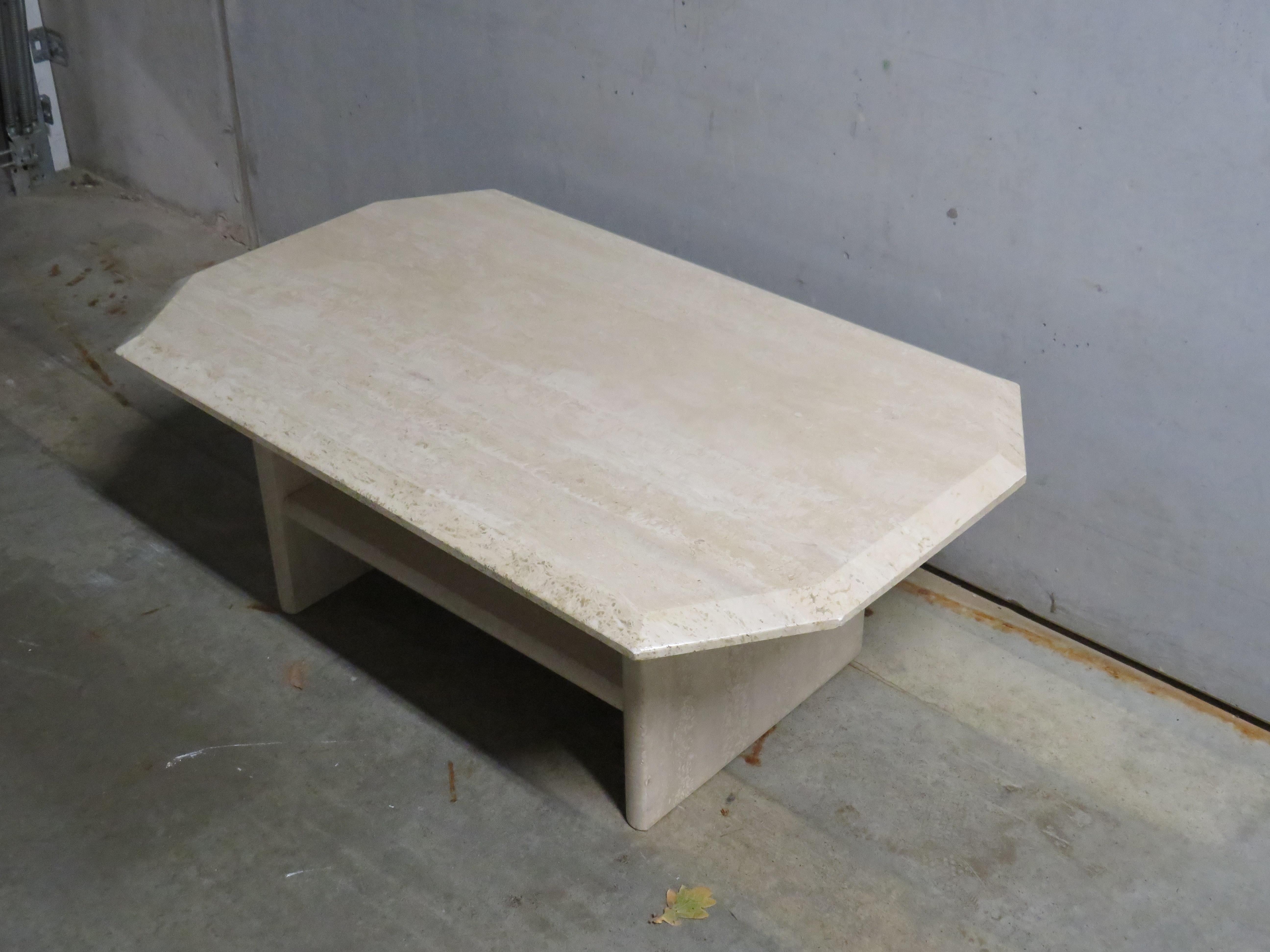 Mid Century Coffee Table in Travertine, Italy 1970s For Sale 2