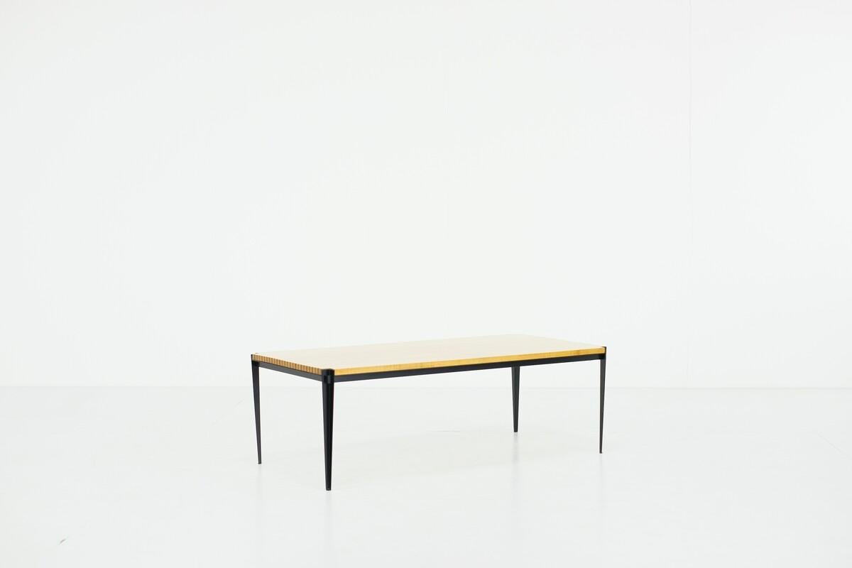 Mid Century Coffee Table Model T61/B With Striped Two-Tone Wood by Osvaldo Borsani for TECNO