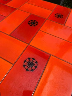 Mid-century coffee table red ceramic, Denmark 1960s